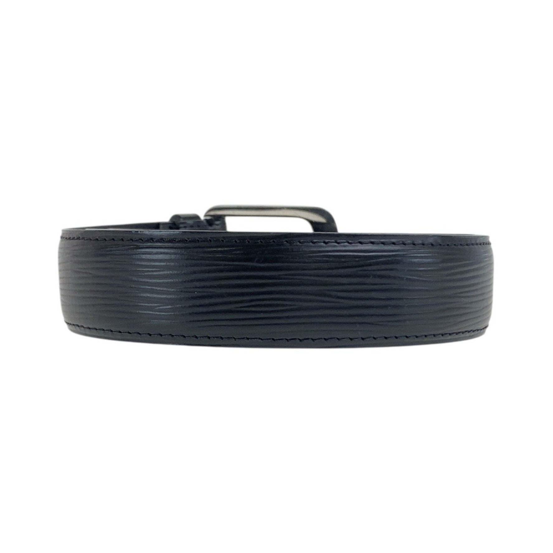 LOUIS VUITTON Epi Santur Ellipse Belt, (34 inches), Black Leather with Silver Hardware