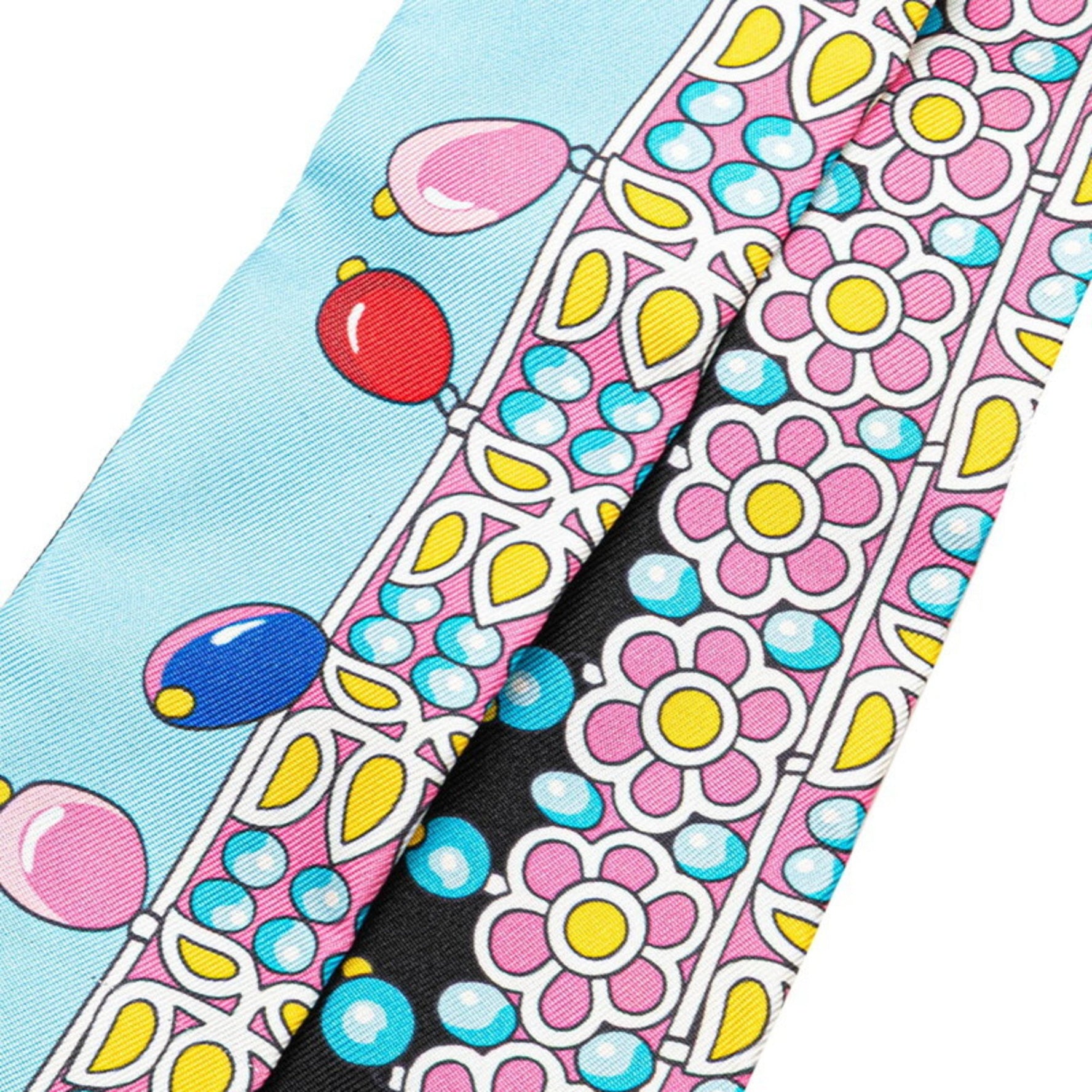 Hermes Twilly PARURES DES MAHARAJAS Maharaja's Jewelry Scarf Muffler Blue Multicolor Silk