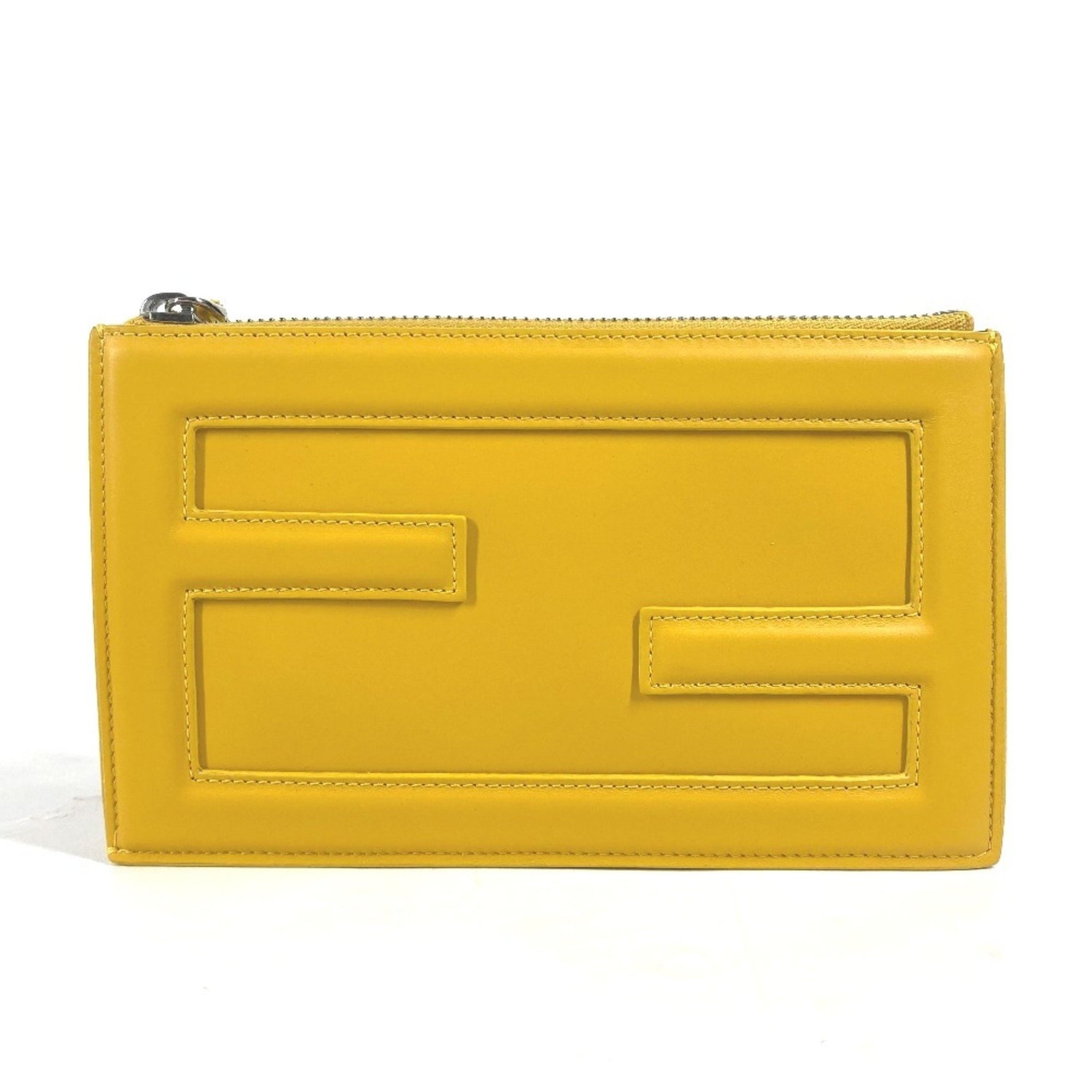 FENDI FF Pouch Bucket Clutch Bag Leather