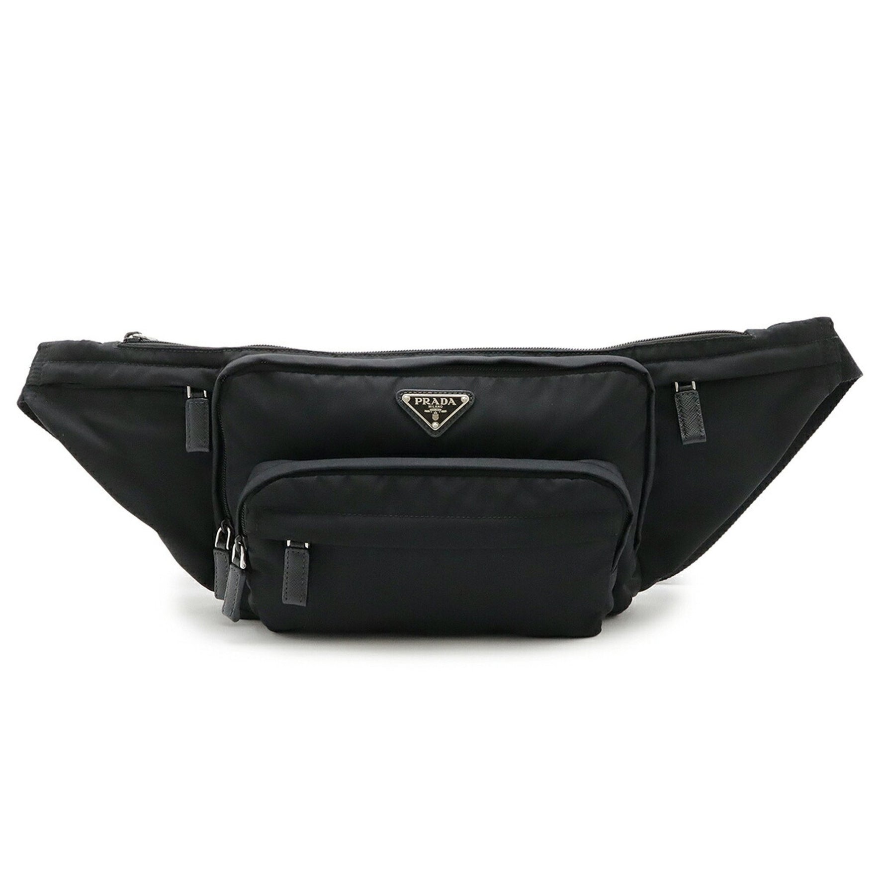 PRADA Triangle Waist Bag, Pouch, Body Hip Nylon, Black, 2VL003