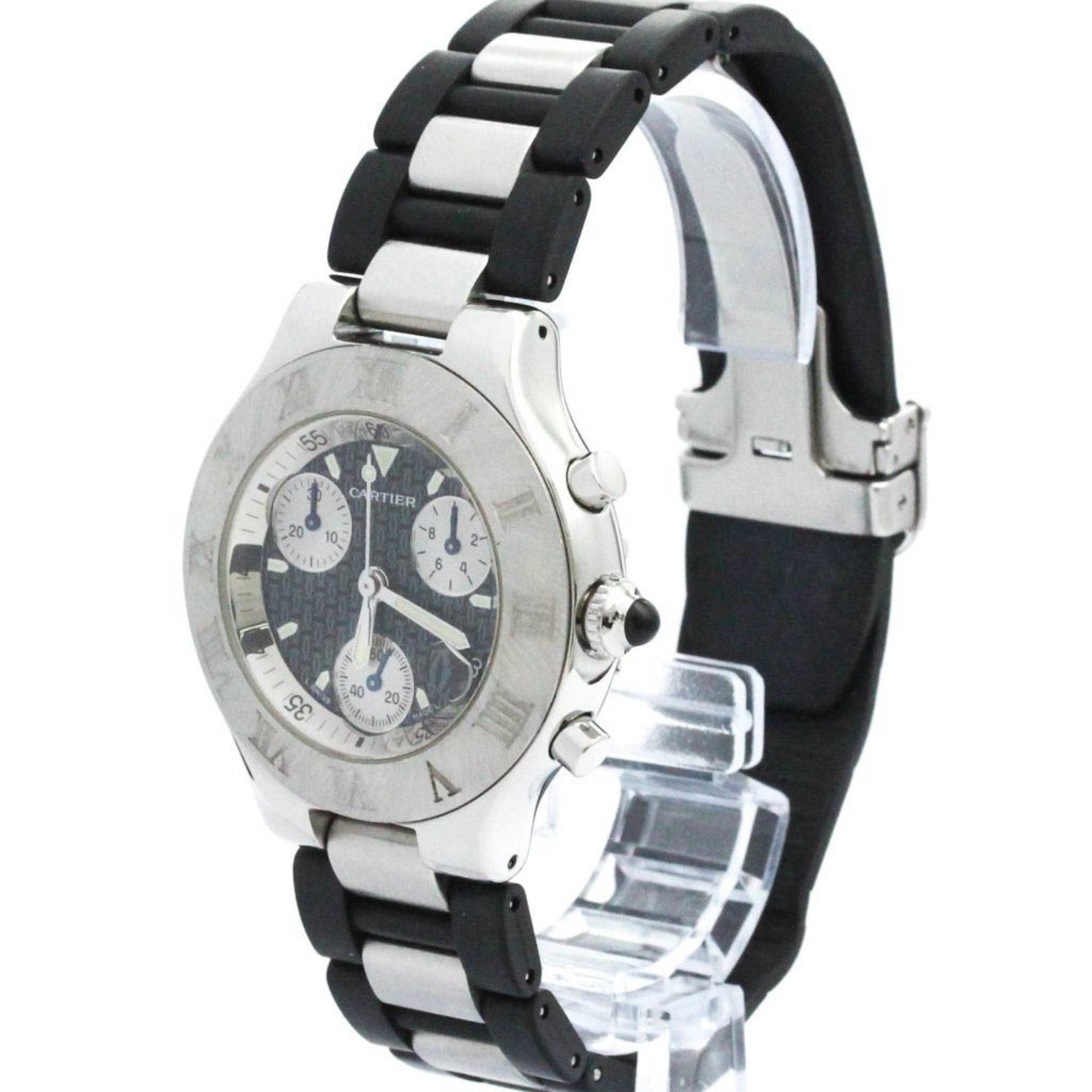 Polished CARTIER Must 21 Chronoscaph Steel Quartz Watch