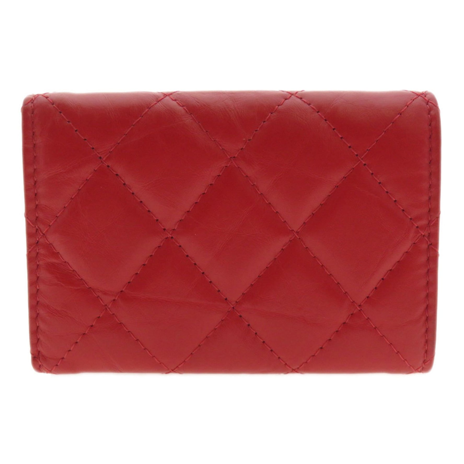 CHANEL Tri-fold Compact Wallet Matelasse Bi-fold Calfskin