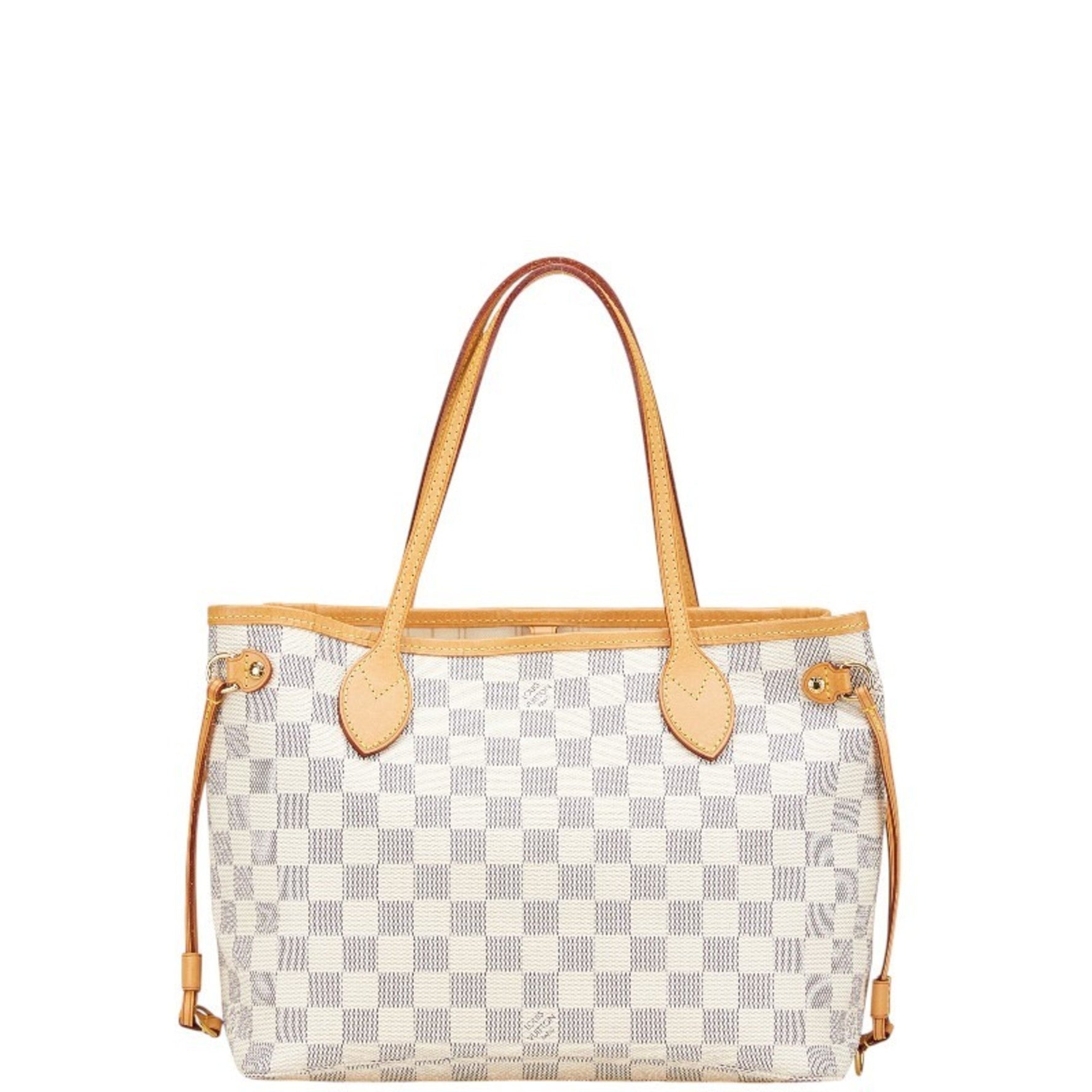 Louis Vuitton Damier Azur Neverfull PM Tote Bag/Shoulder Bag White Leather