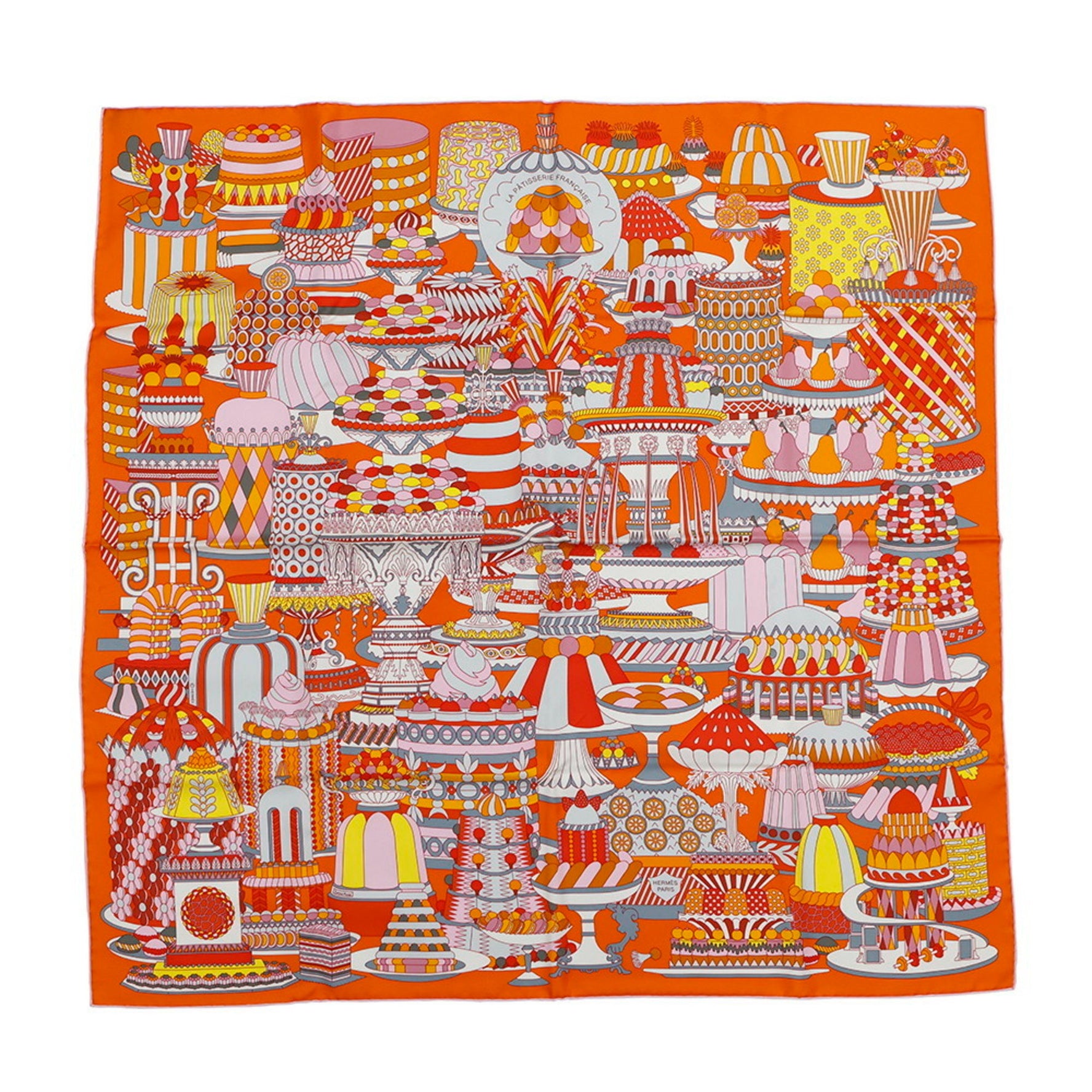 Hermes Hermès Carré 90 Scarf, La Patisserie Francaise, Silk, 2019