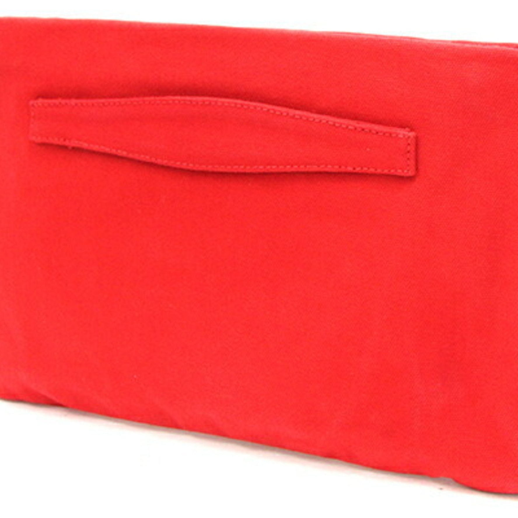Prada Clutch Bag Red Canvas Leather Studs Beads Pouch