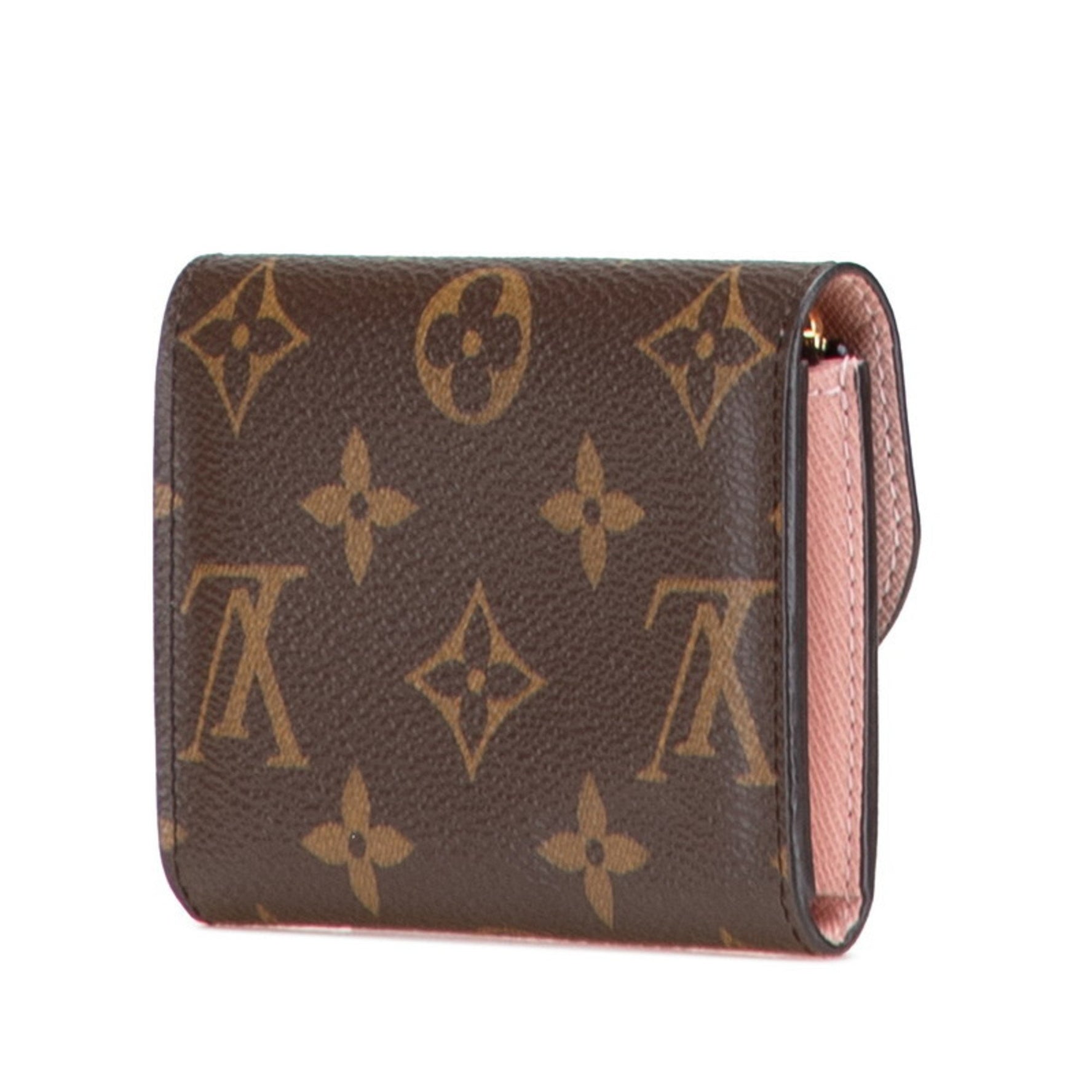 Louis Vuitton Monogram Porte Monnaie Rosalie Bifold Wallet Brown Rose Ballerine Leather LOUIS VUITTON
