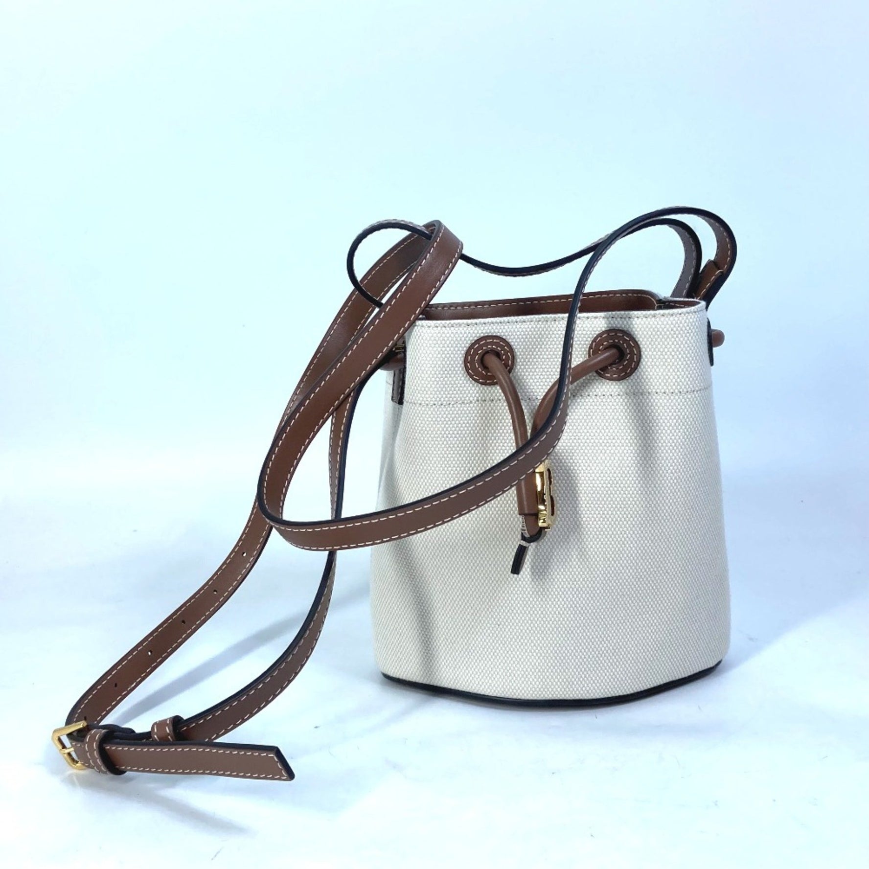 Burberry Shoulder Bag Bucket Crossbody Tote Bag IvoryBased Brown
