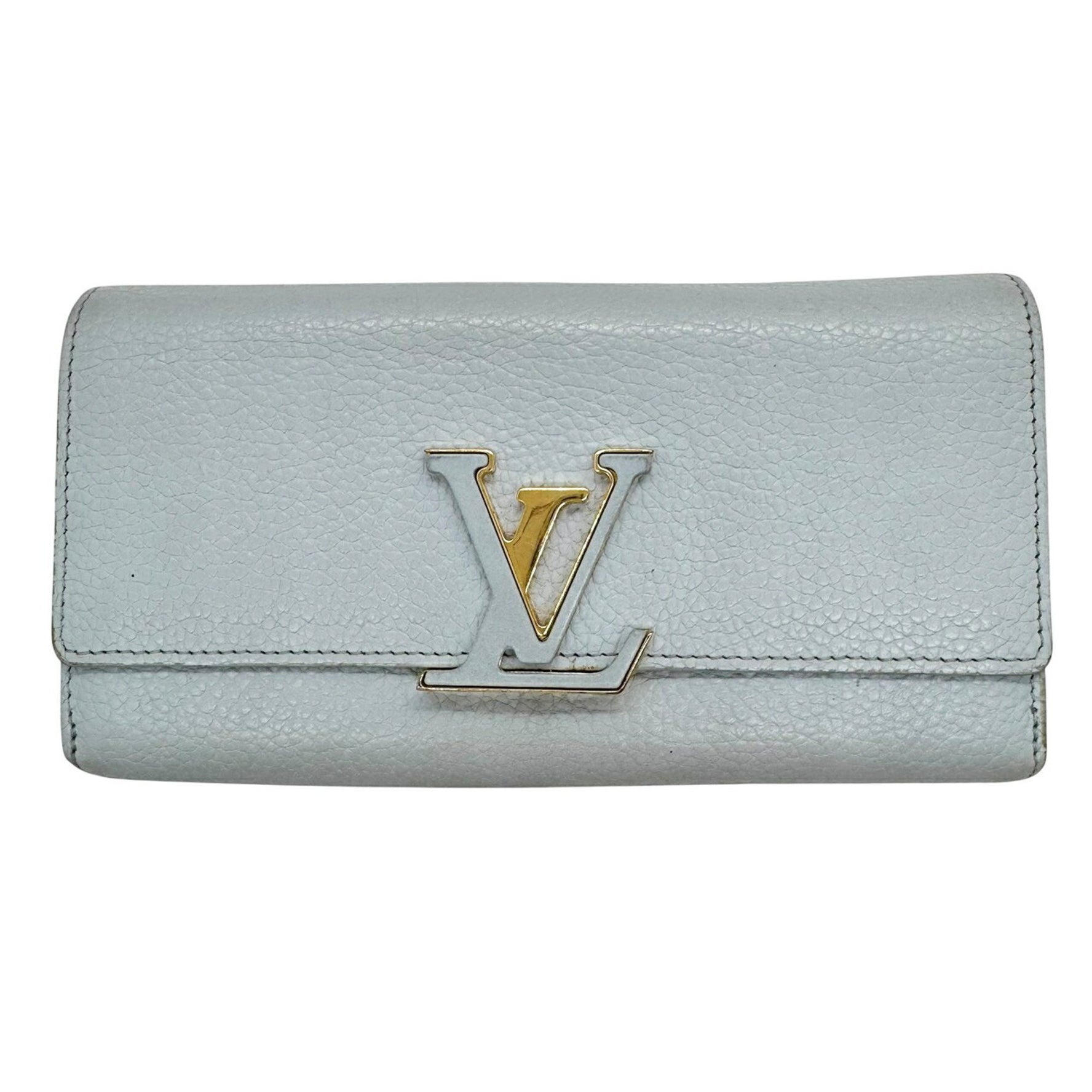 LOUIS VUITTON Louis Vuitton Portefeuille Capucines Long Wallet in Taurillon Leather, Light Blue