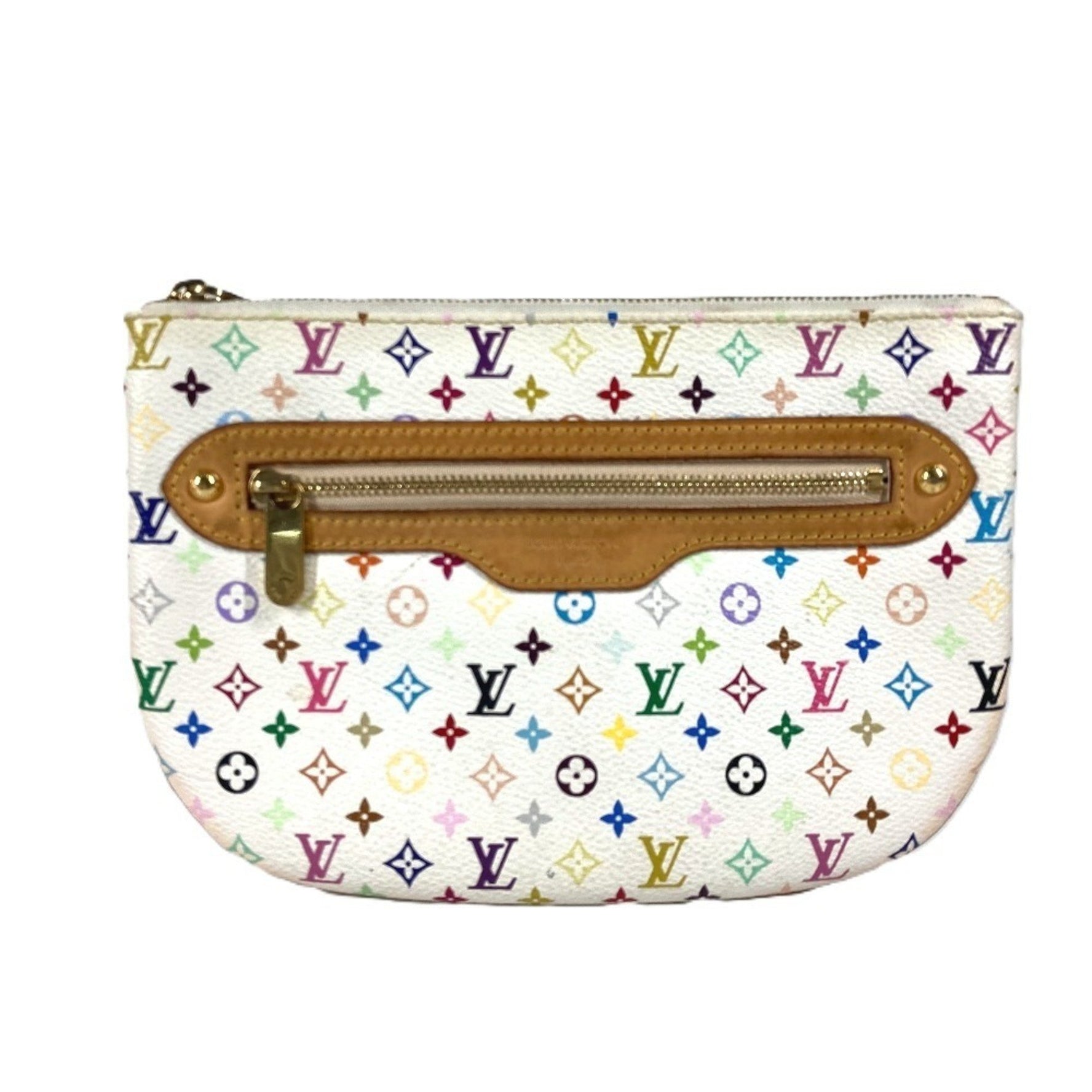 Louis Vuitton Monogram Multicolor Pochette GM Clutch Bag Multi Pouch Takashi Murakami Canvas Blanc White