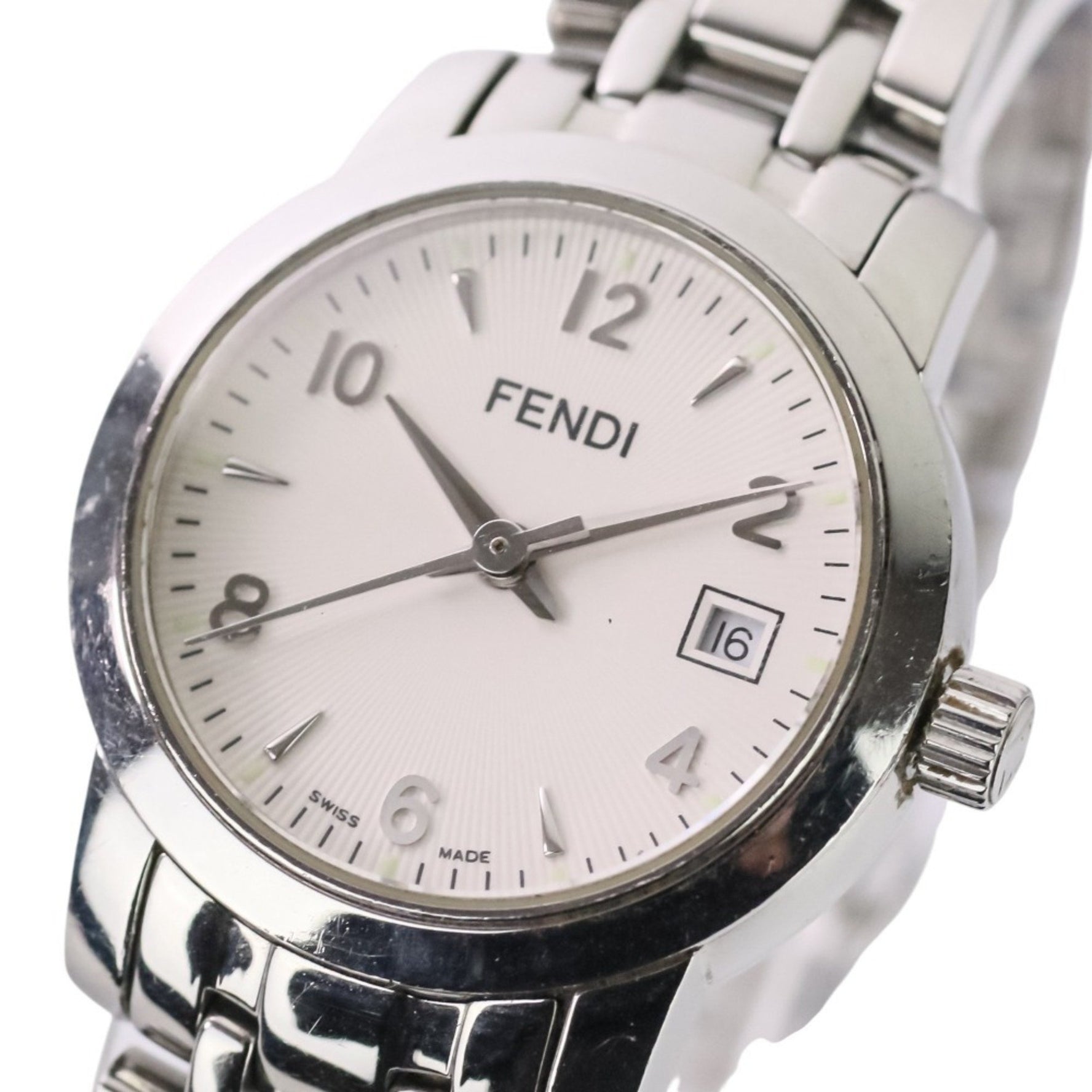 FENDI Classico Watch with Calendar, Quartz Movement, White Dial