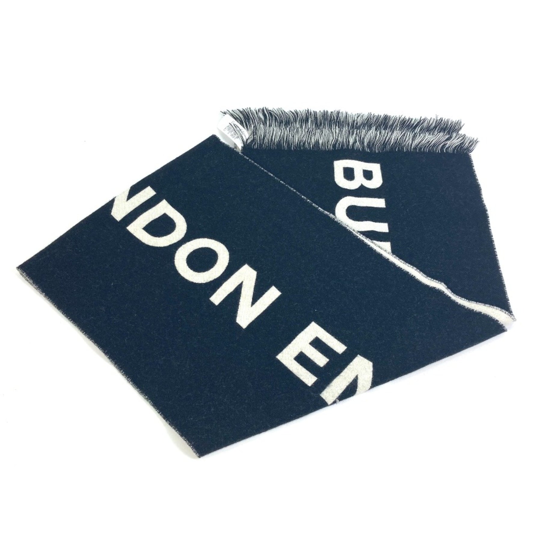 Burberry fringe big logo Scarf WhiteBased