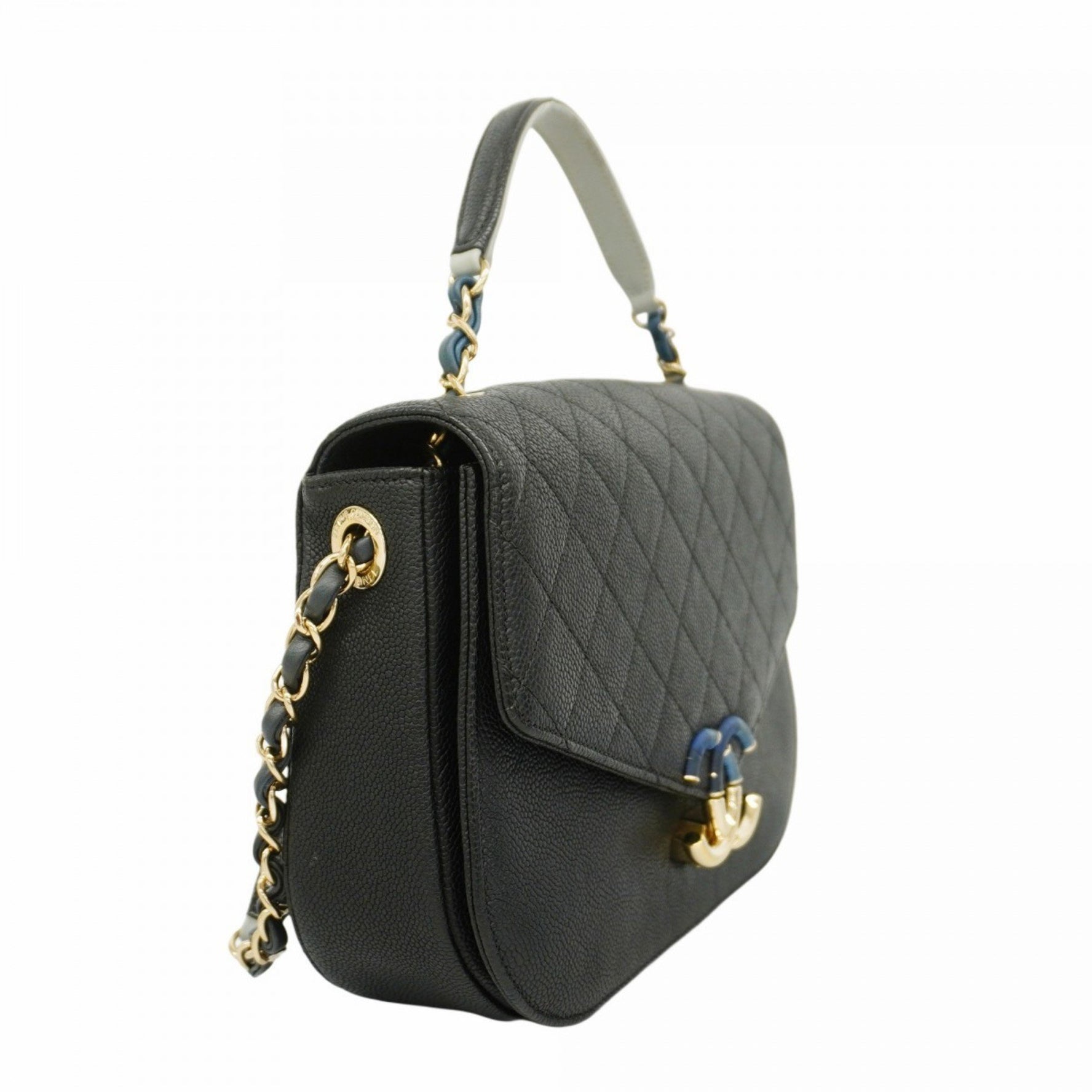 Chanel Matelasse handbag with chain shoulder strap, caviar skin, available in black, gray, navy, and champagne. bag .