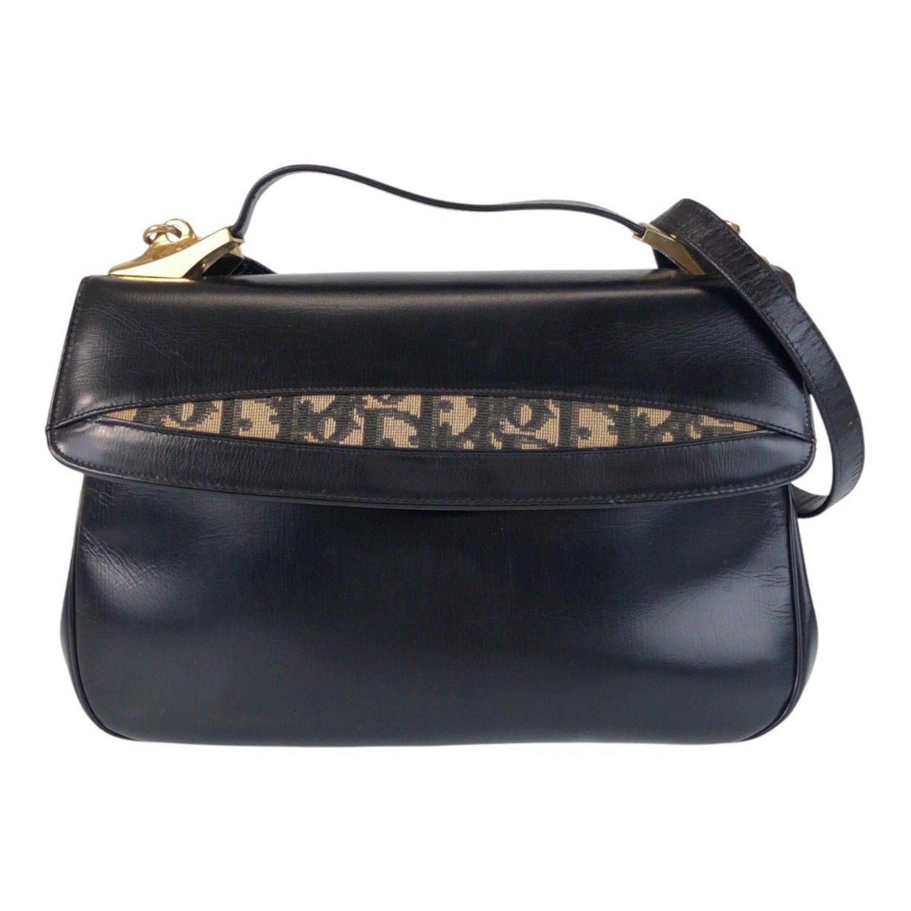 Christian Dior Vintage Trotter Gold Hardware Leather Shoulder Bag Handbag