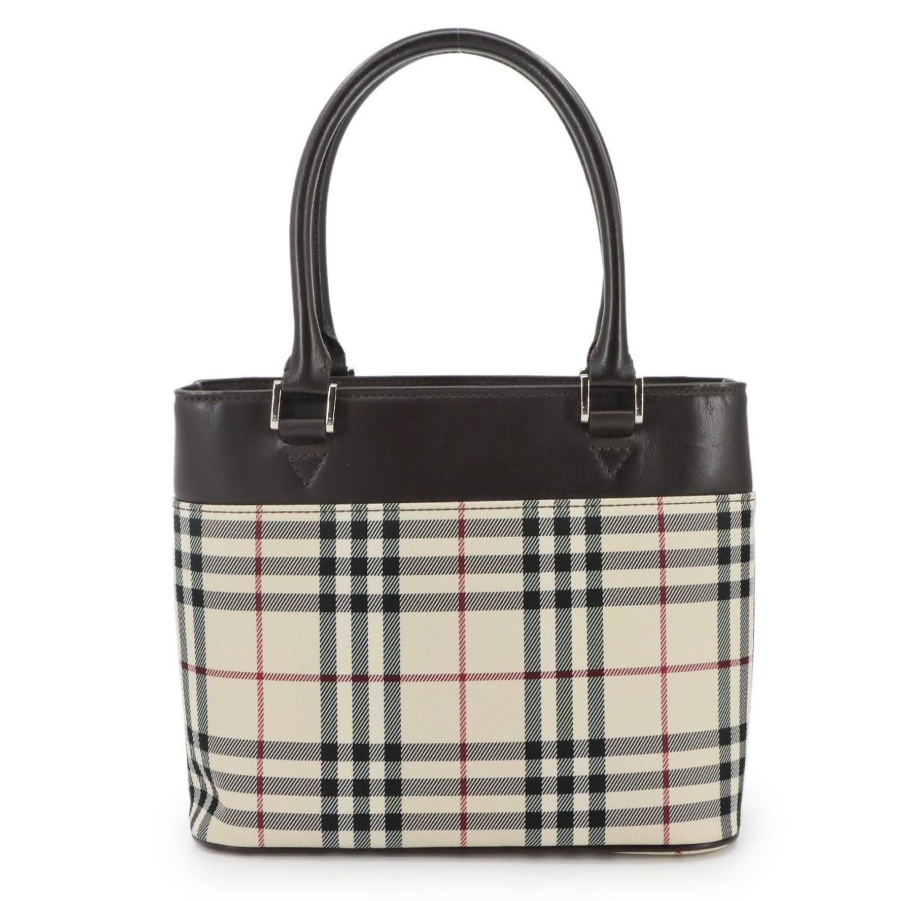 Burberry Nova Check Handbag Canvas Leather Beige Brown Hand Bag