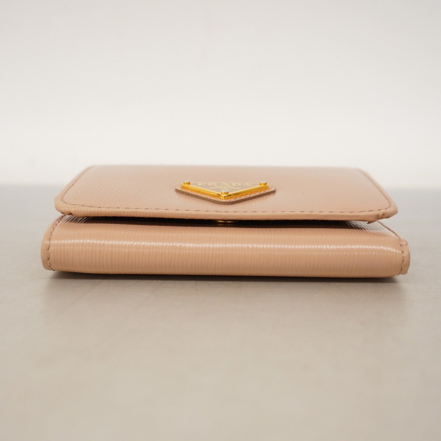 Prada Tri-fold Wallet, Beige Leather, Women's