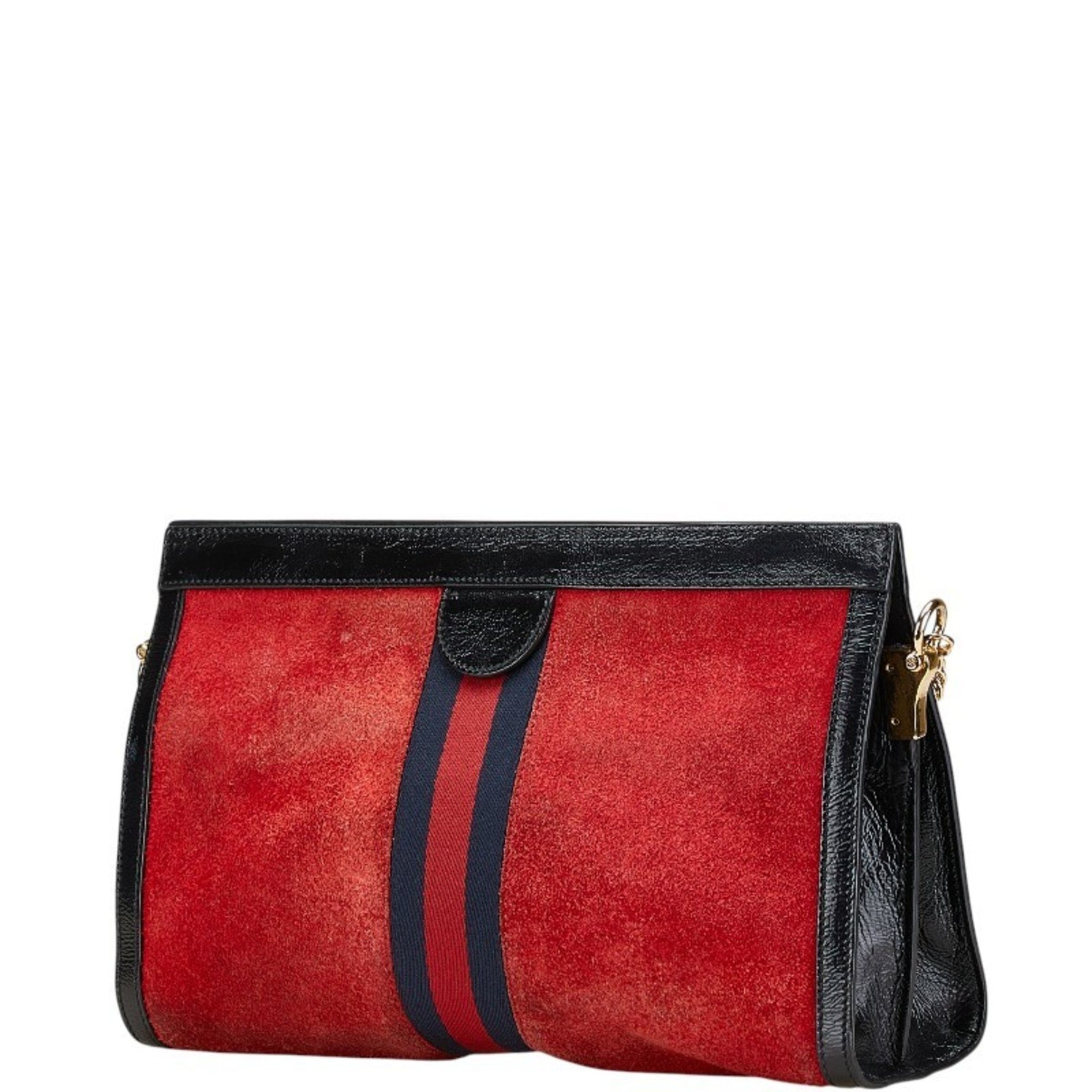 Gucci Ophidia Chain Shoulder Bag Red Black Navy Leather Suede
