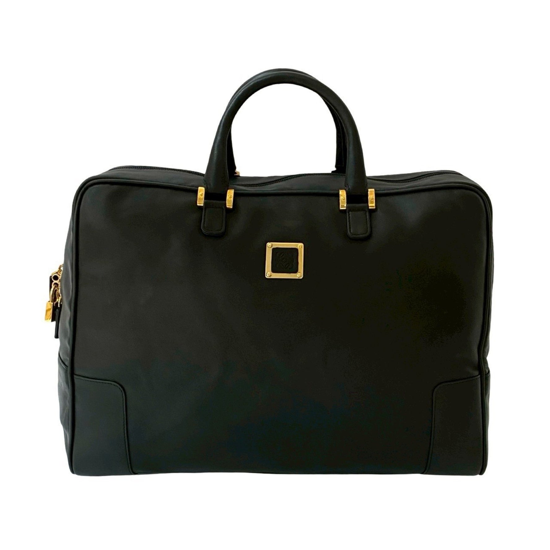 LOEWE Anagram Logo Metal Embossed Leather Boston Bag/Handbag in