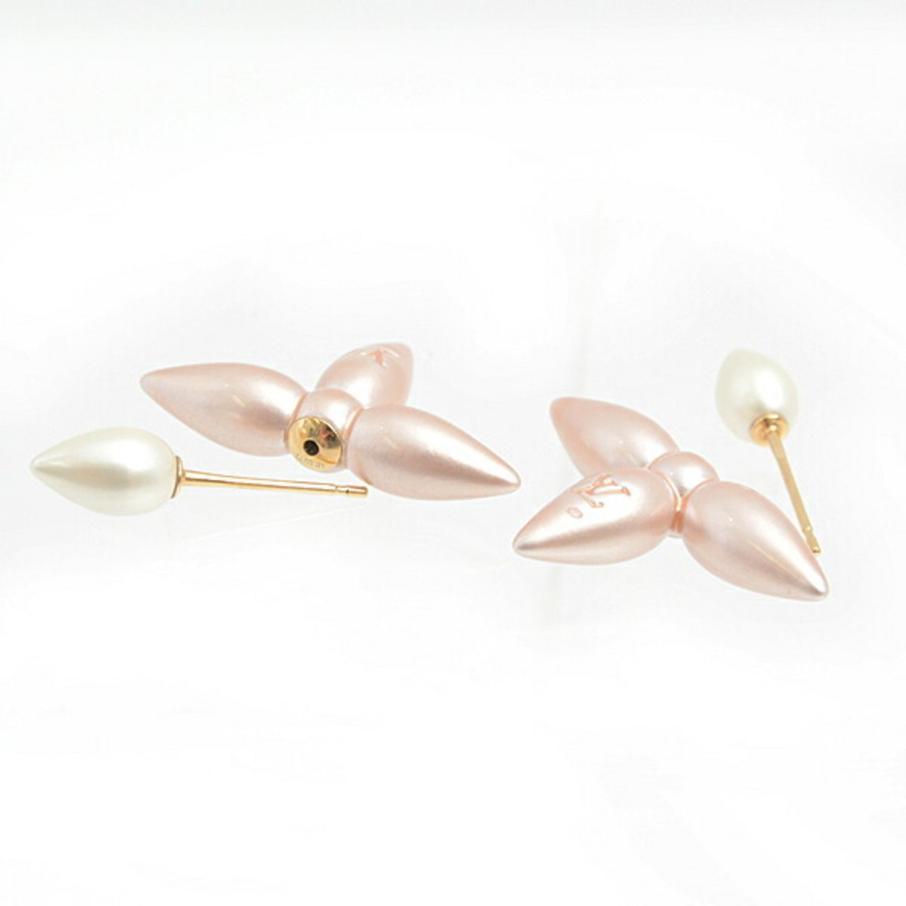 Louis Vuitton Earrings Boucle D'oreille Louisette Pink x White GP