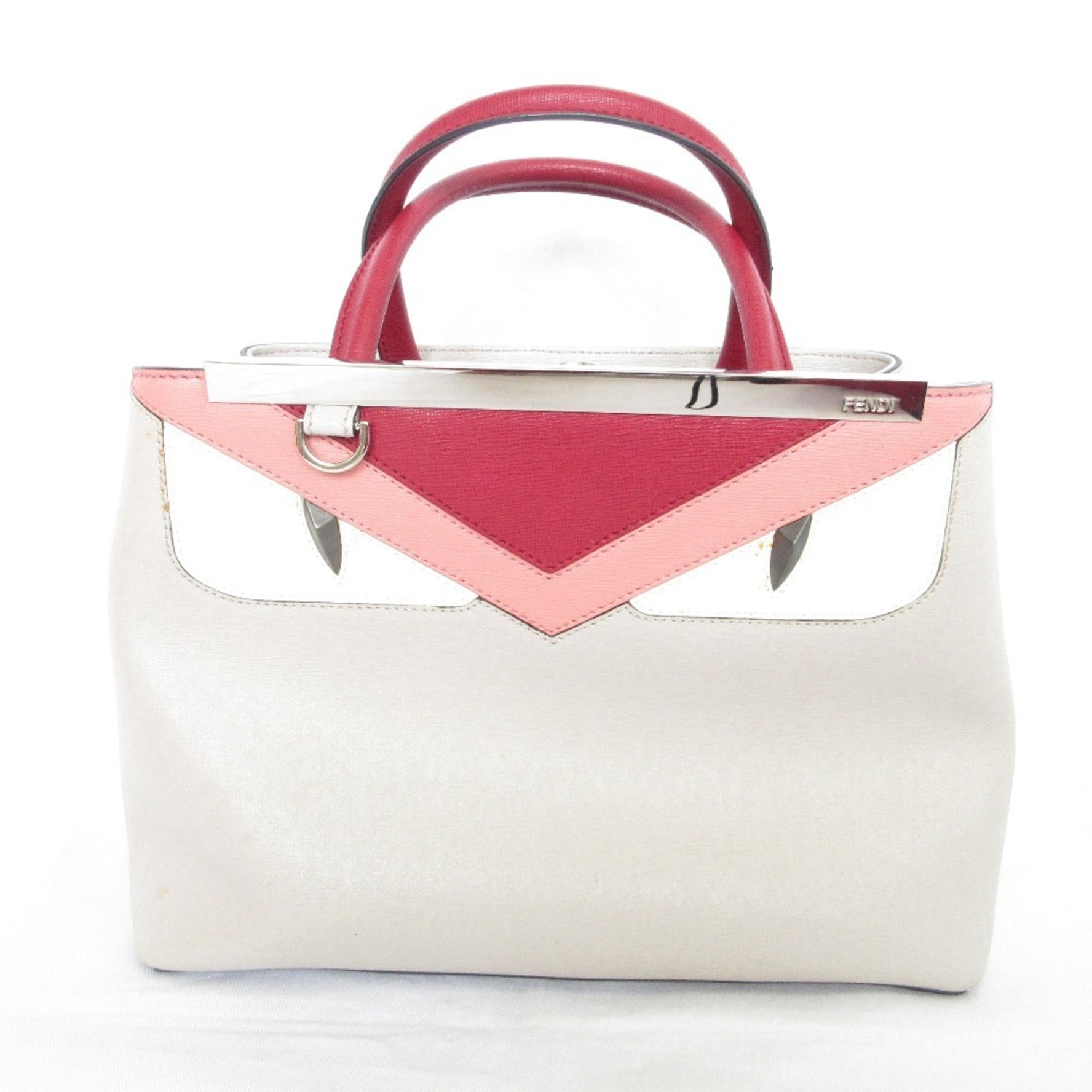 FENDI Petit Toujours Monster Leather Handbag in Greige