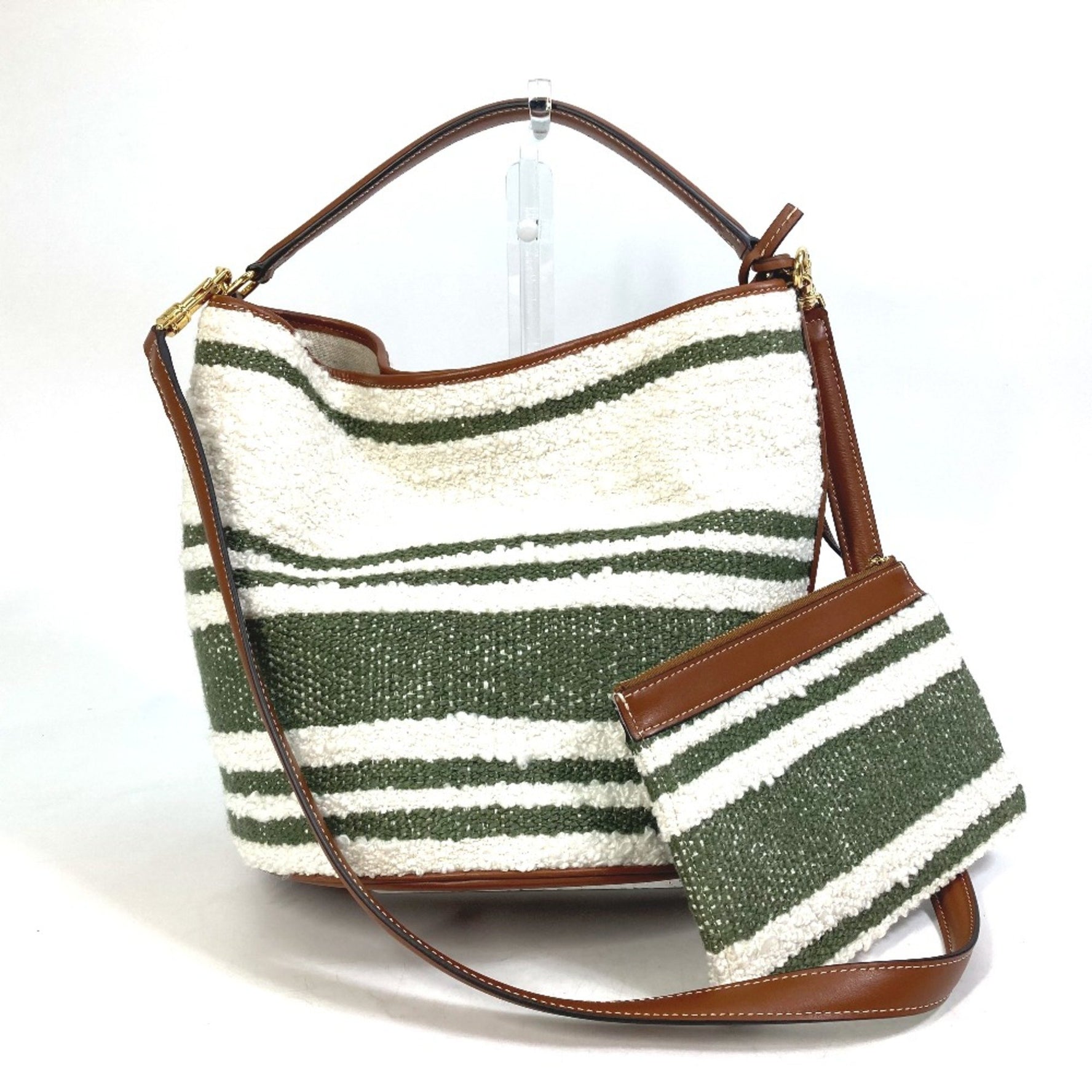 CELINE border Bag Bucket Bag Shoulder Bag Hand Bag khaki & tan