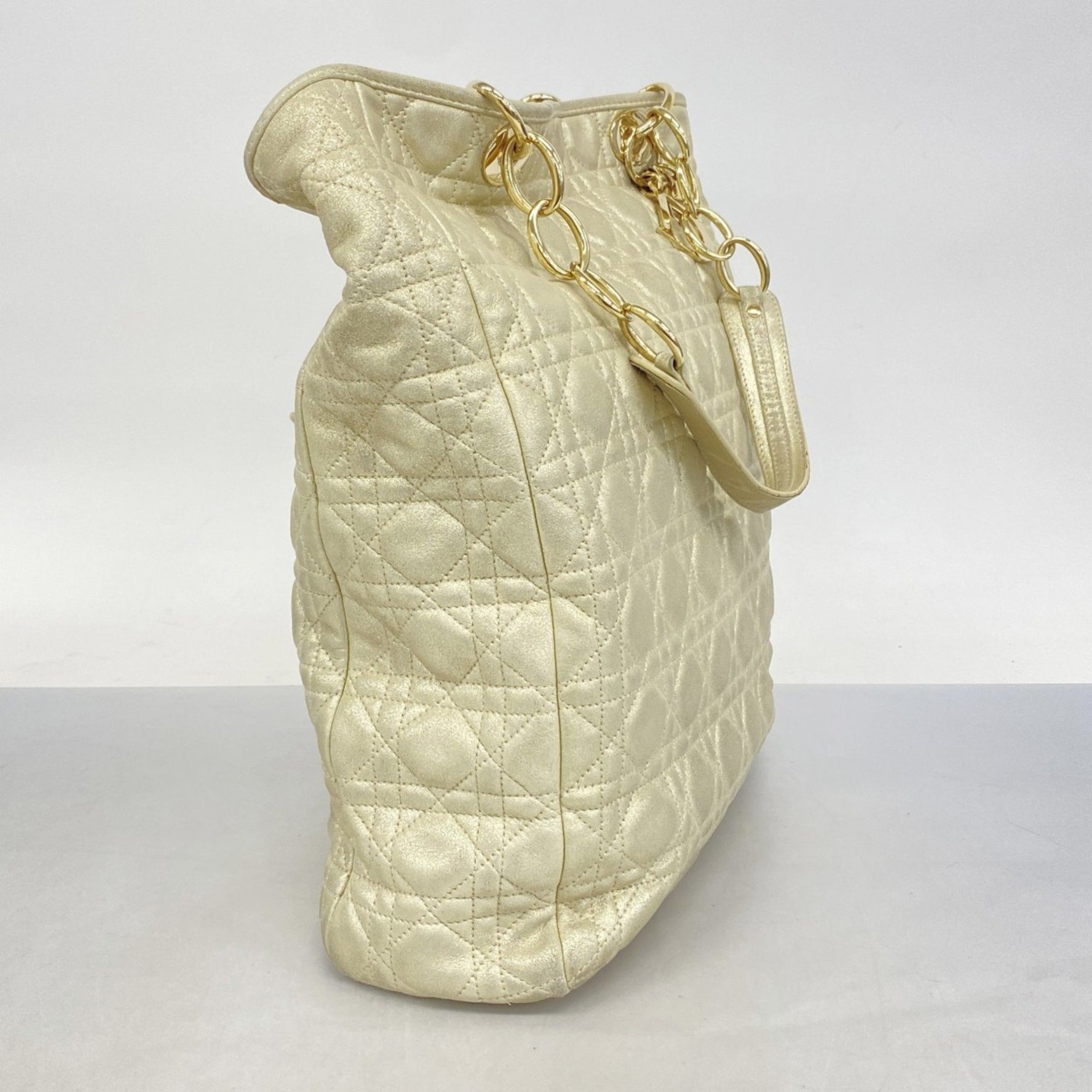 Christian Dior Cannage Leather Handbag in and Champagne