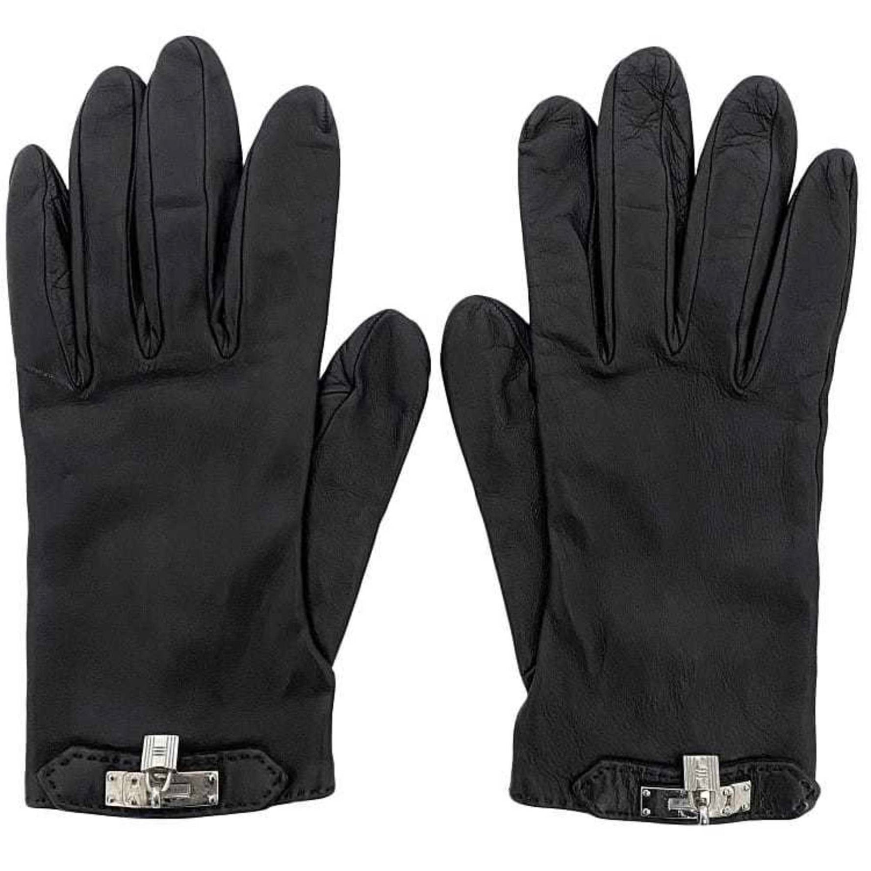 Hermes Gloves Kelly Leather Key Women Men Padlock Motif Charm Genuine Accessory