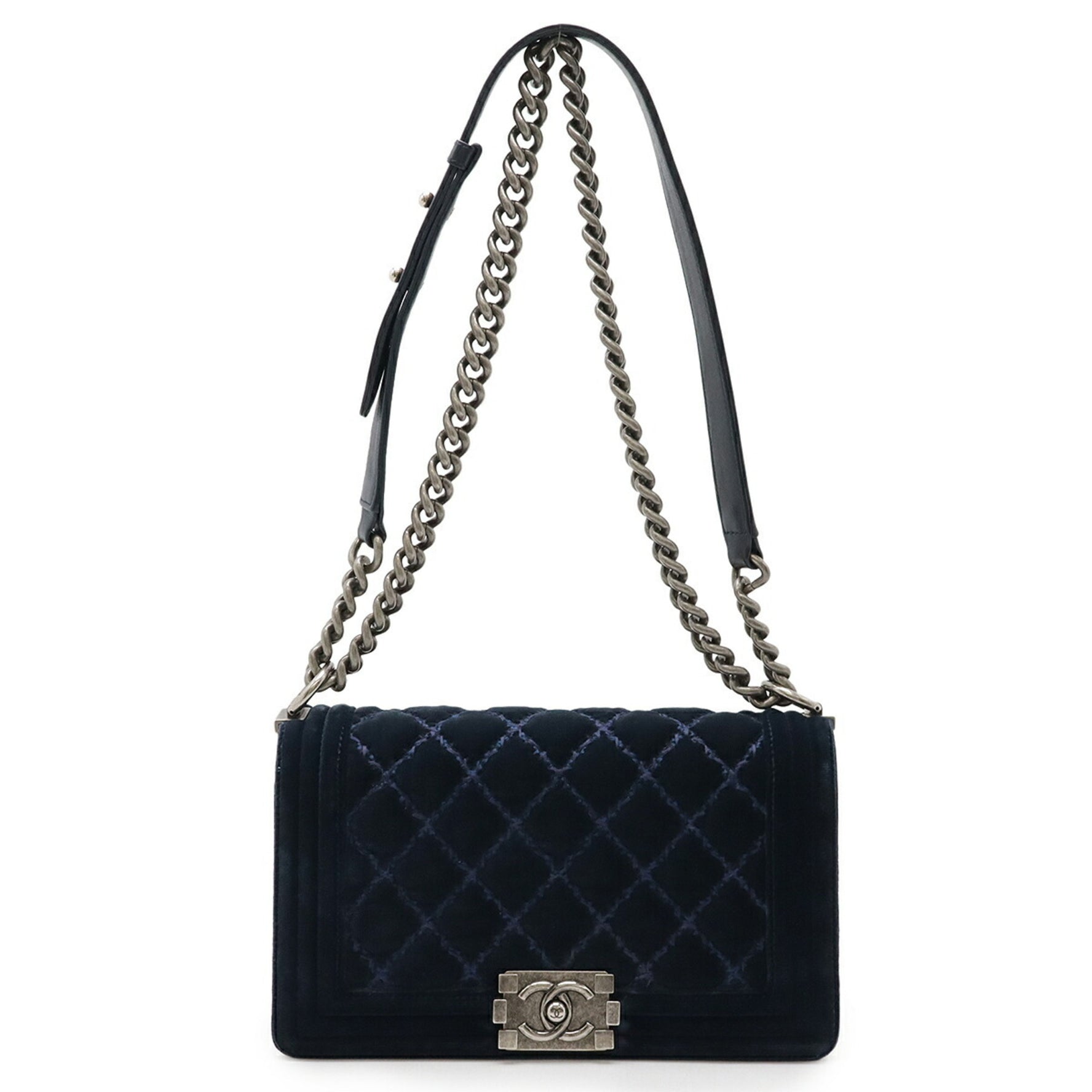 CHANEL Boy Coco Mark Chain Shoulder Bag Velour