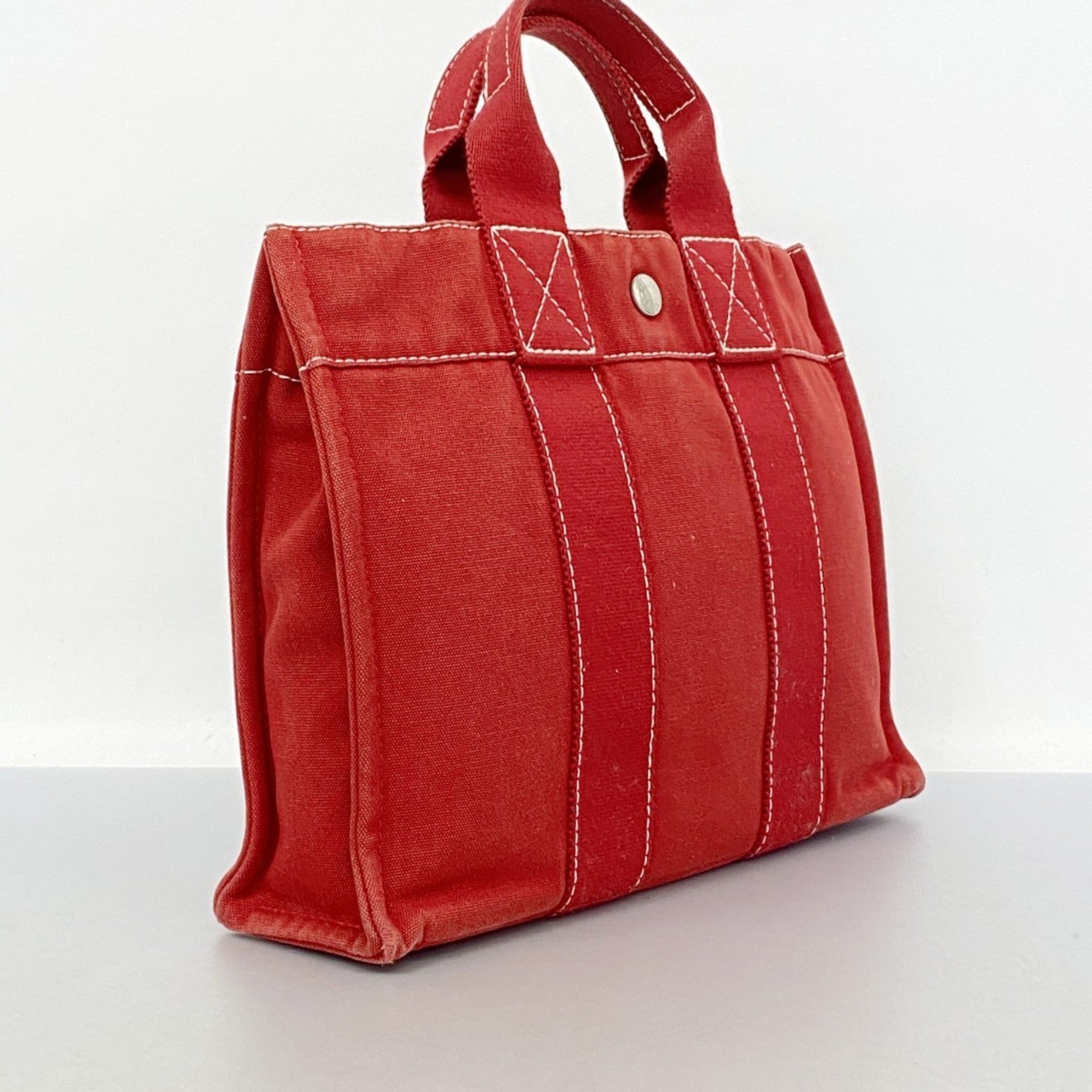 Hermes Hermès Deauville PM Tote Bag in Red Canvas