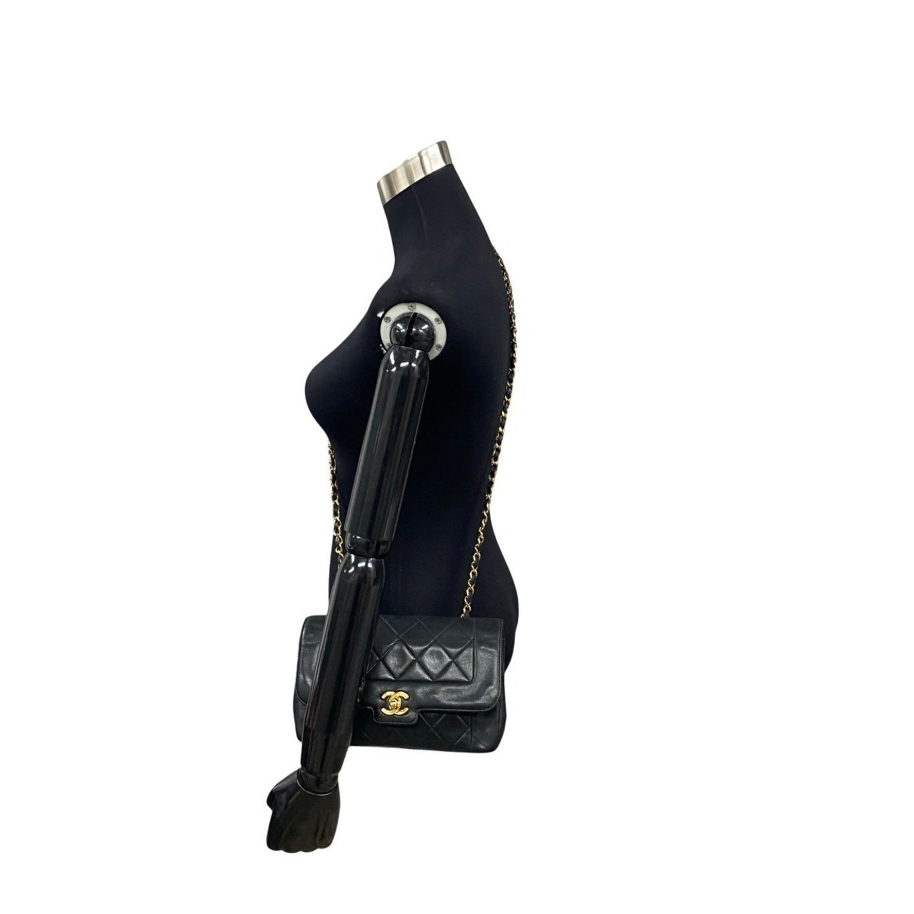 #1 CHANEL Vintage Matelasse Coco Mark Lambskin Genuine Leather Chain Shoulder Bag