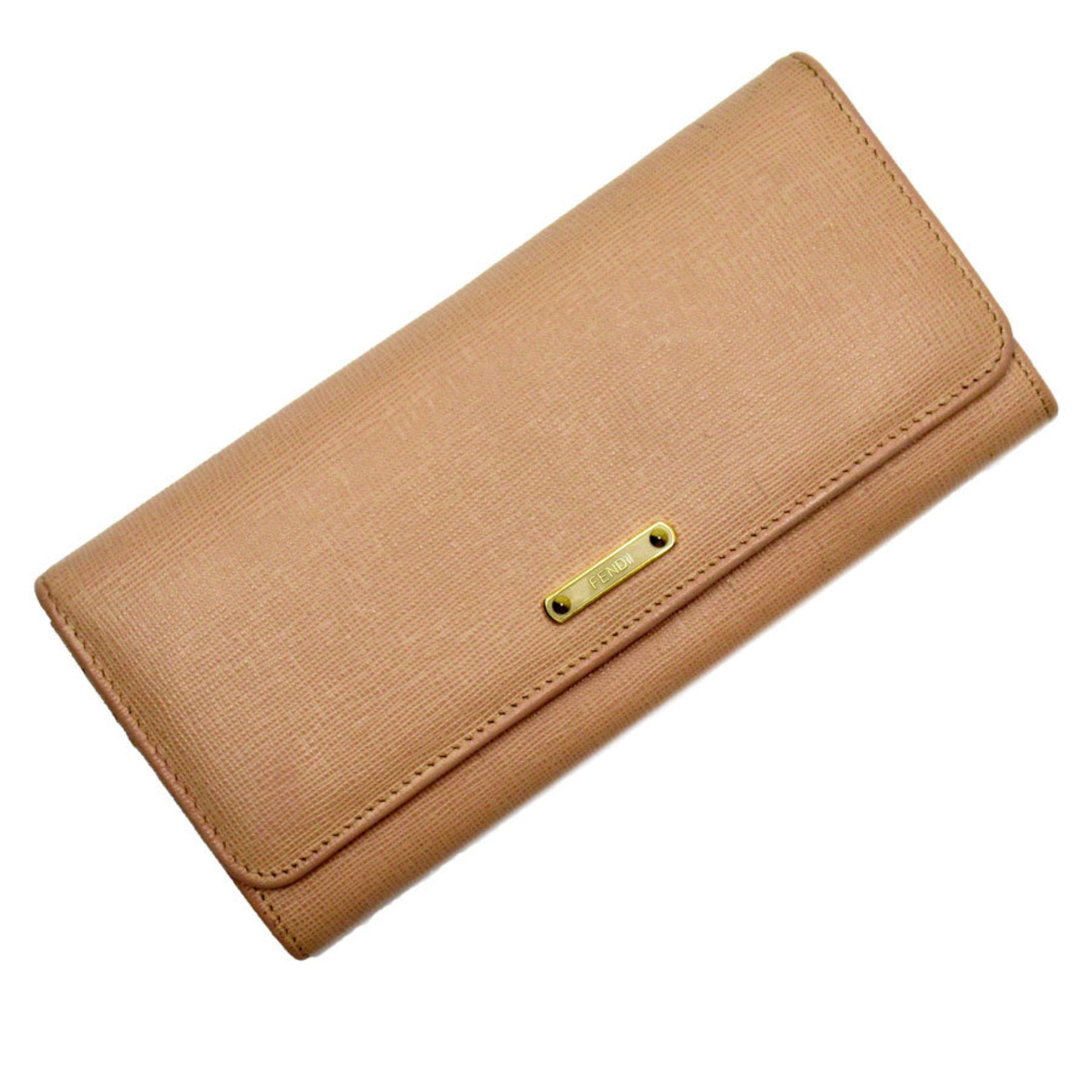 FENDI Bi-fold long wallet in leather, light pink