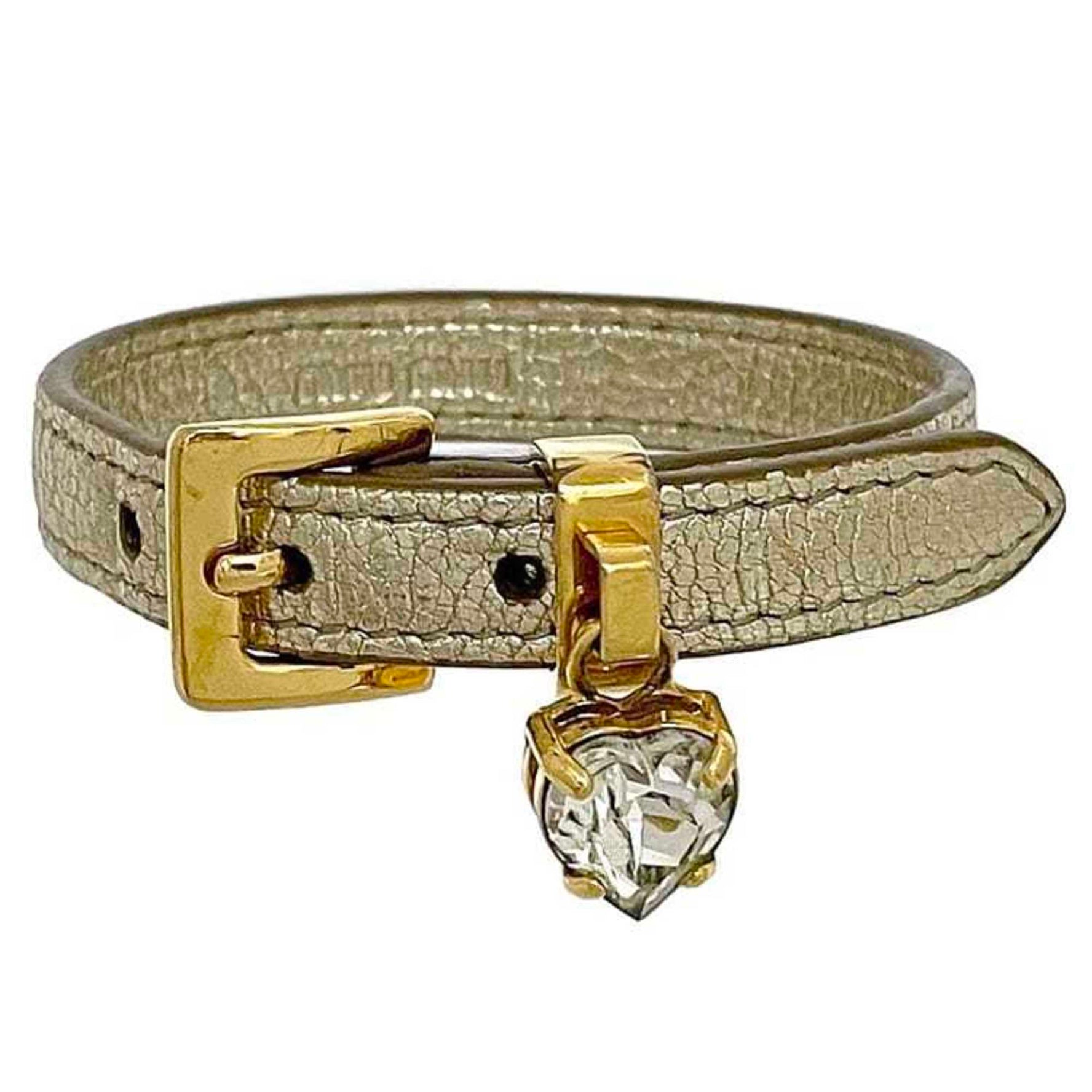 Miu Miu Miu Bracelet Heart Stone Leather Clear Swing