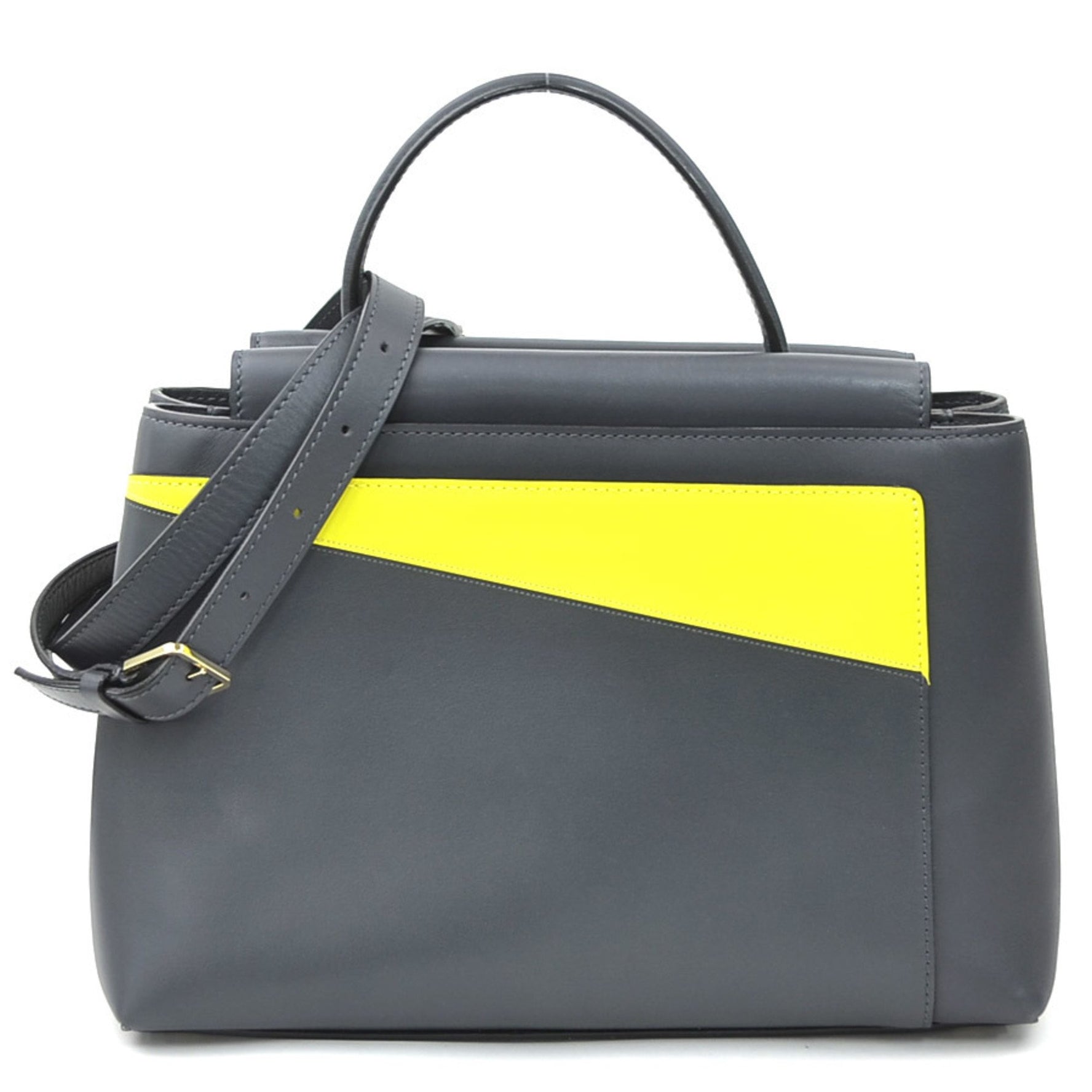 Valextra Small Twisted Leather Handbag/Shoulder Bag in Gray and Yellow
