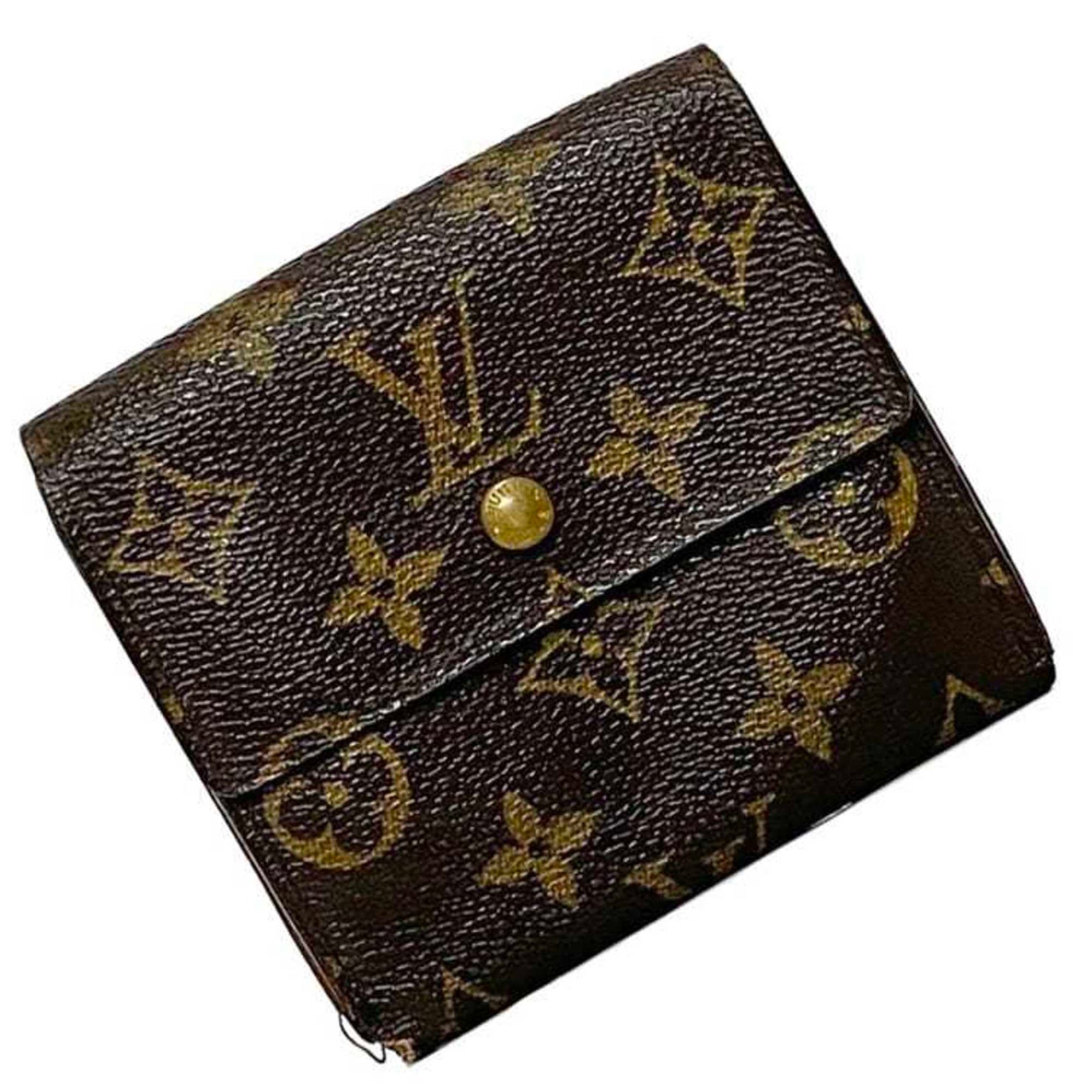 Louis Vuitton Tri-fold Wallet Porte Monnaie Carte Credit Brown Monogram Compact Canvas Folding Men's