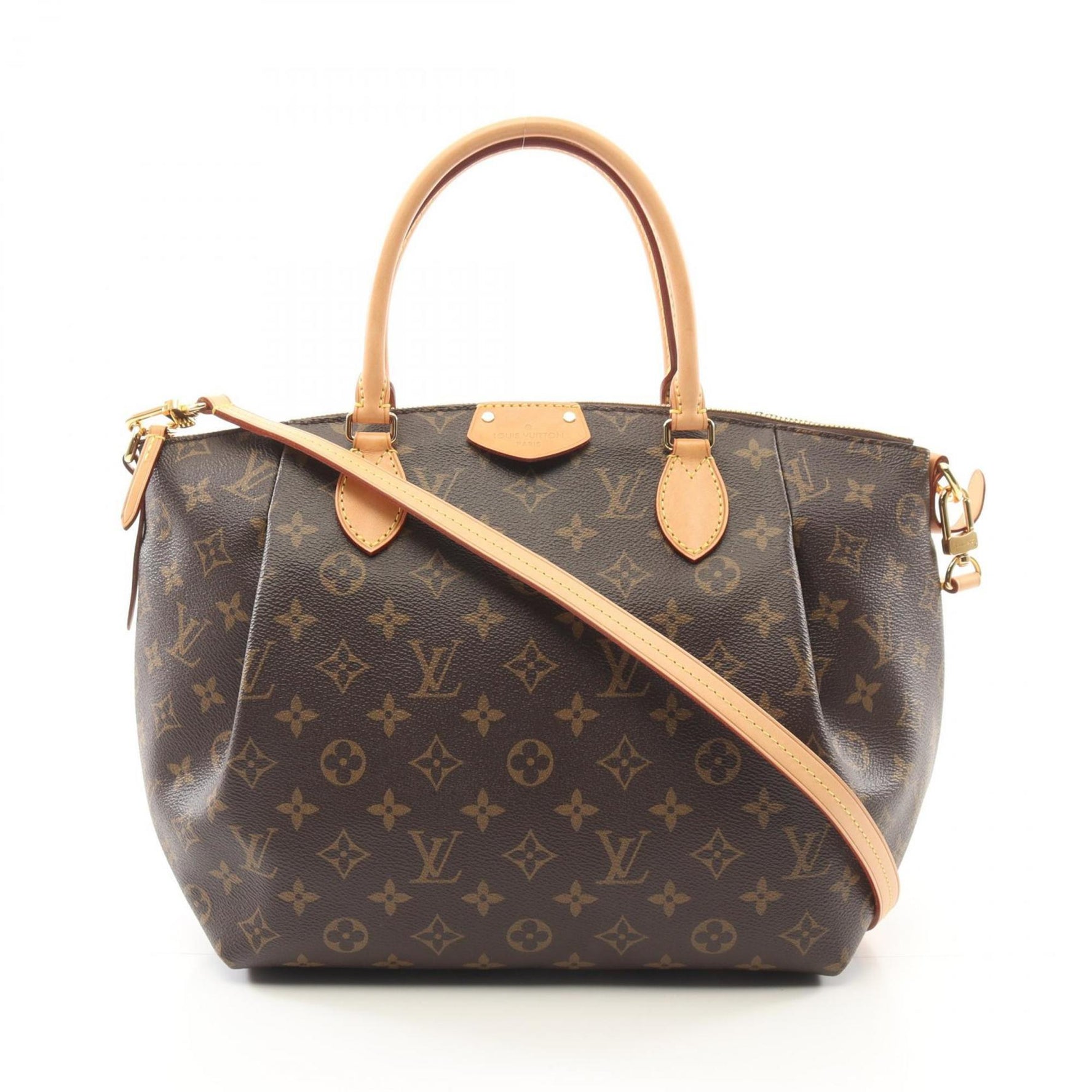 Louis Vuitton Turen MM Monogram Handbag Coated Canvas Leather Bag
