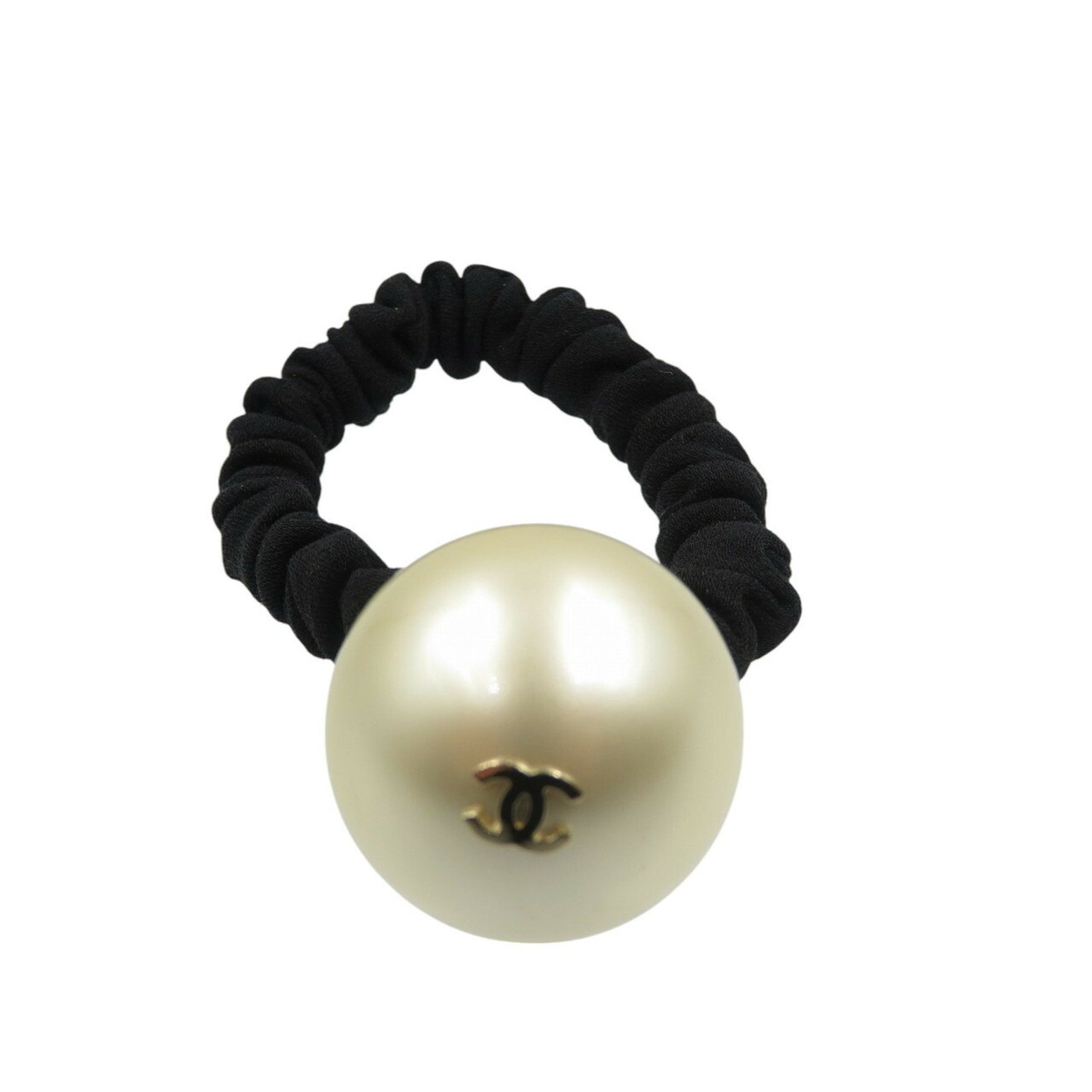 Chanel Coco Mark 2018 Faux Pearl Black White Scrunchie Hair Tie