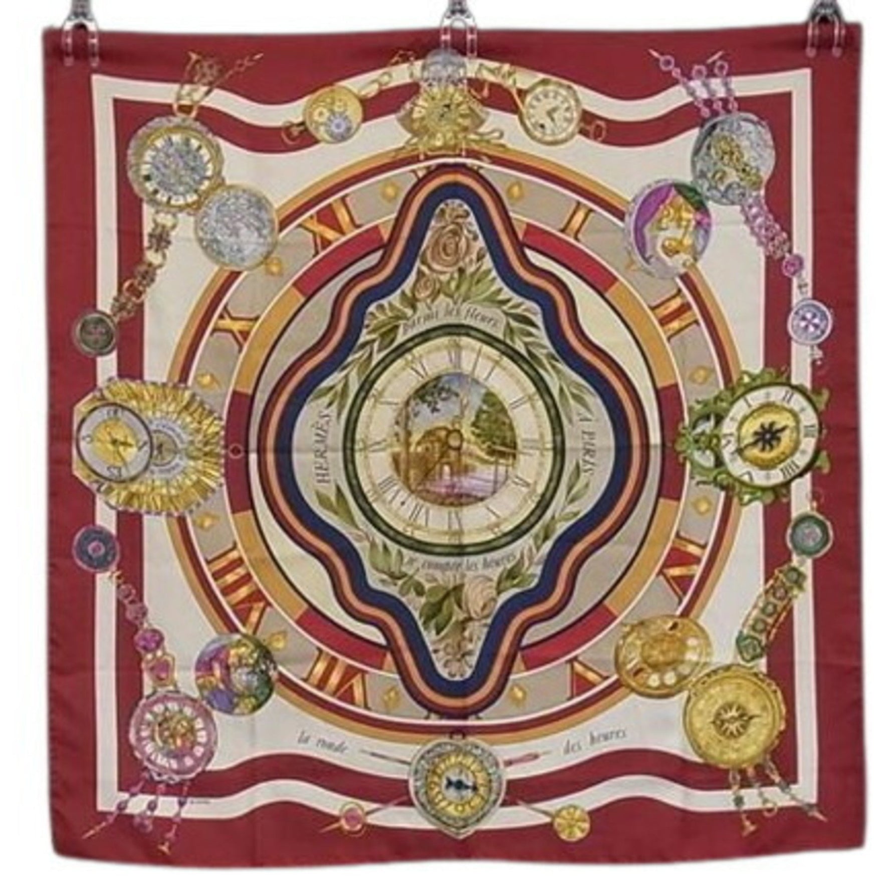 HERMES Scarf/Muffler Carre 90 - Multicolor 100% Silk parmi les fleurs je compt Time to spend among flowers