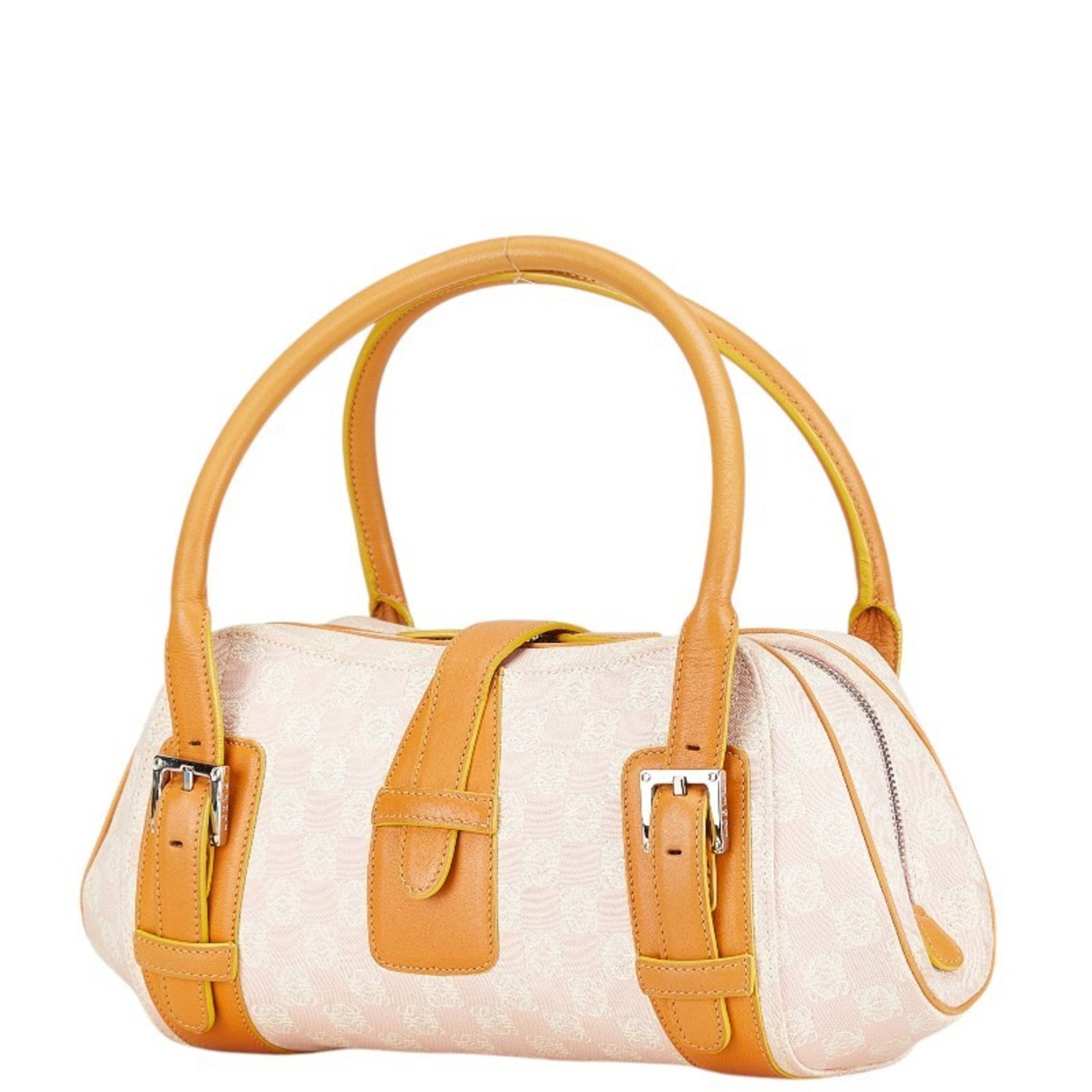 Loewe Anagram Senda Handbag in Pink and Brown Canvas Leather
