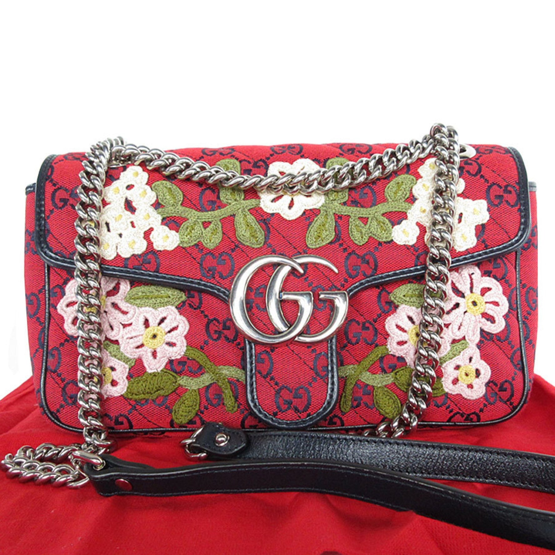GUCCI Shoulder Bag GG Canvas Red