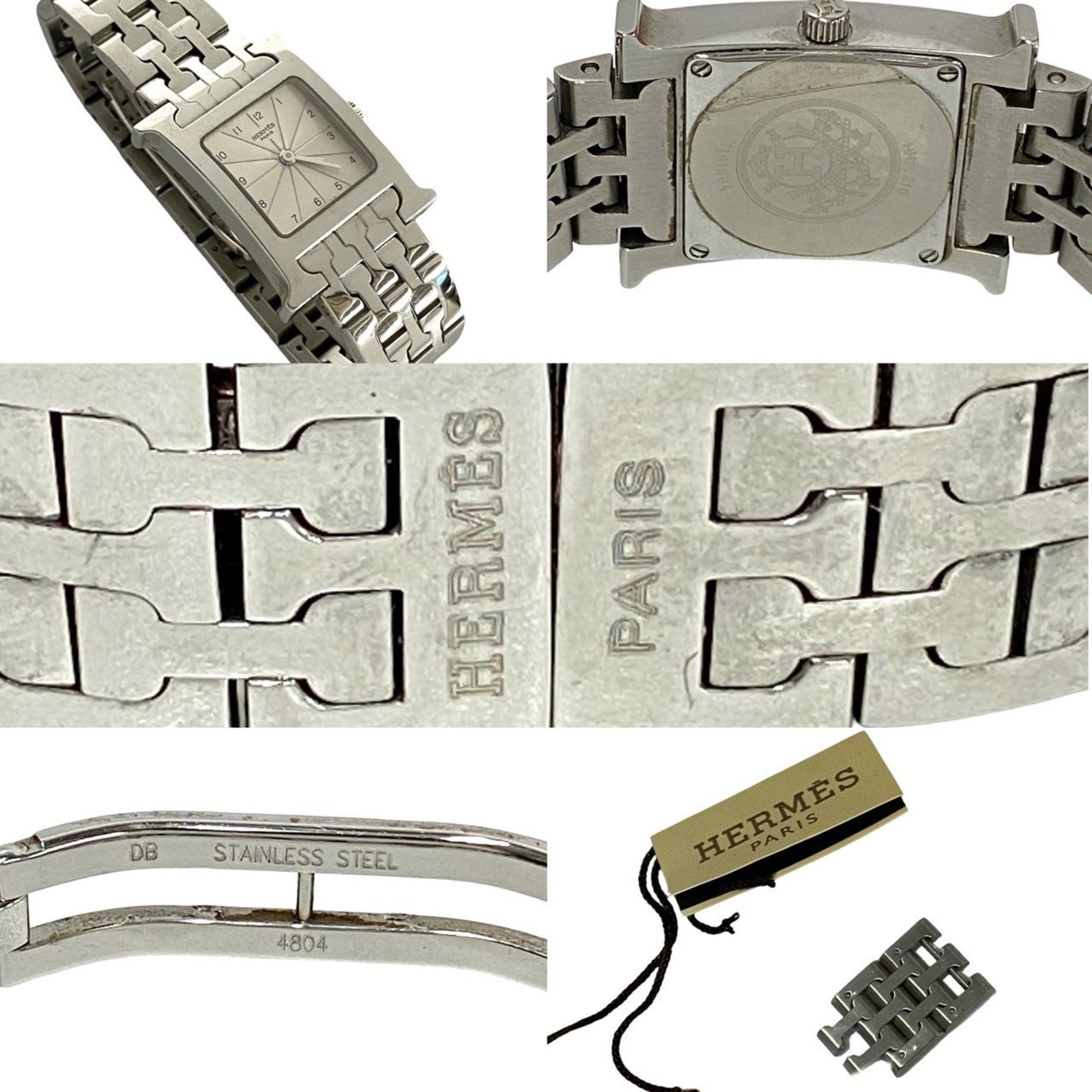 HERMES H Watch Stainless Steel Wristwatch Silver