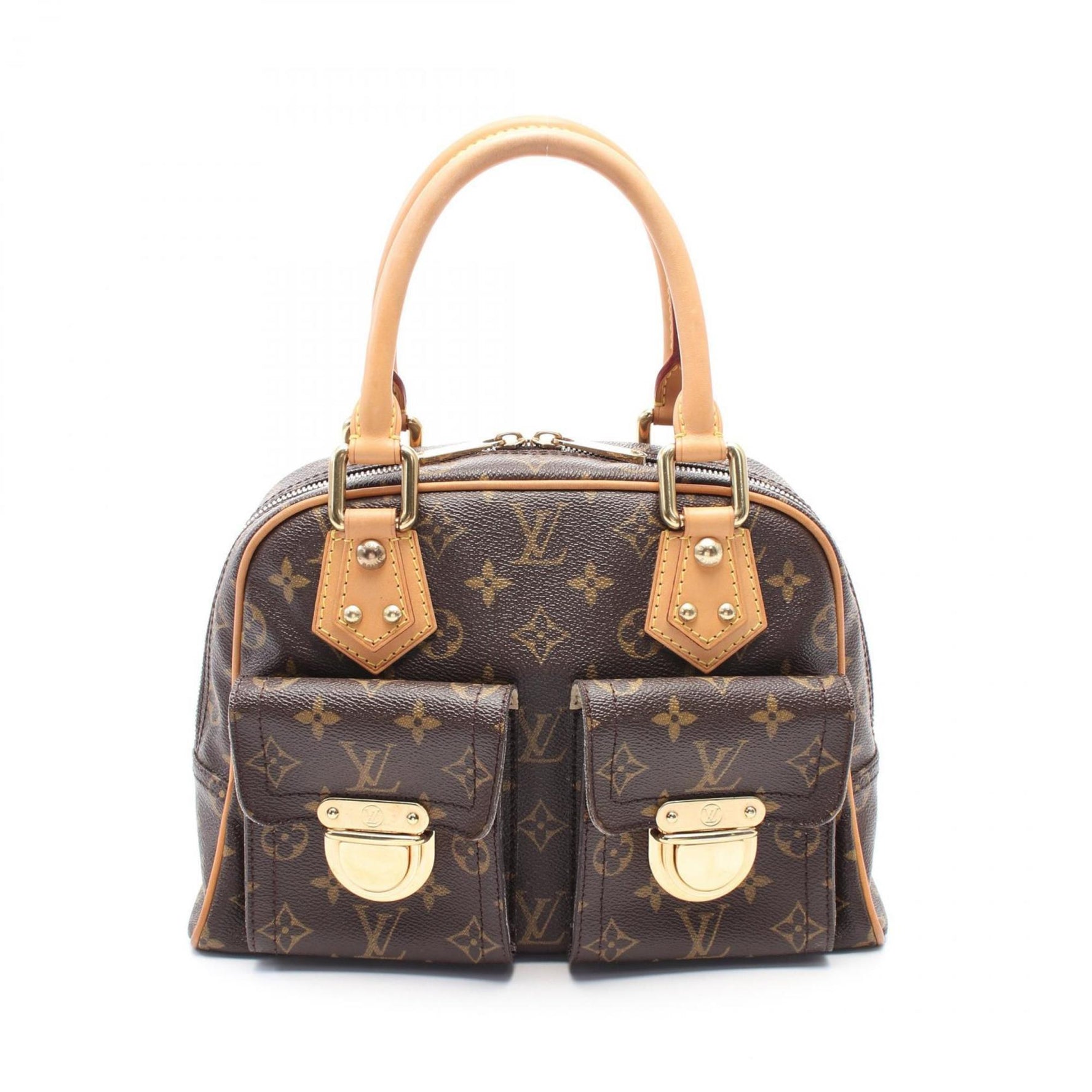 Louis Vuitton Manhattan PM Handbag Coated Canvas Leather Monogram Brown