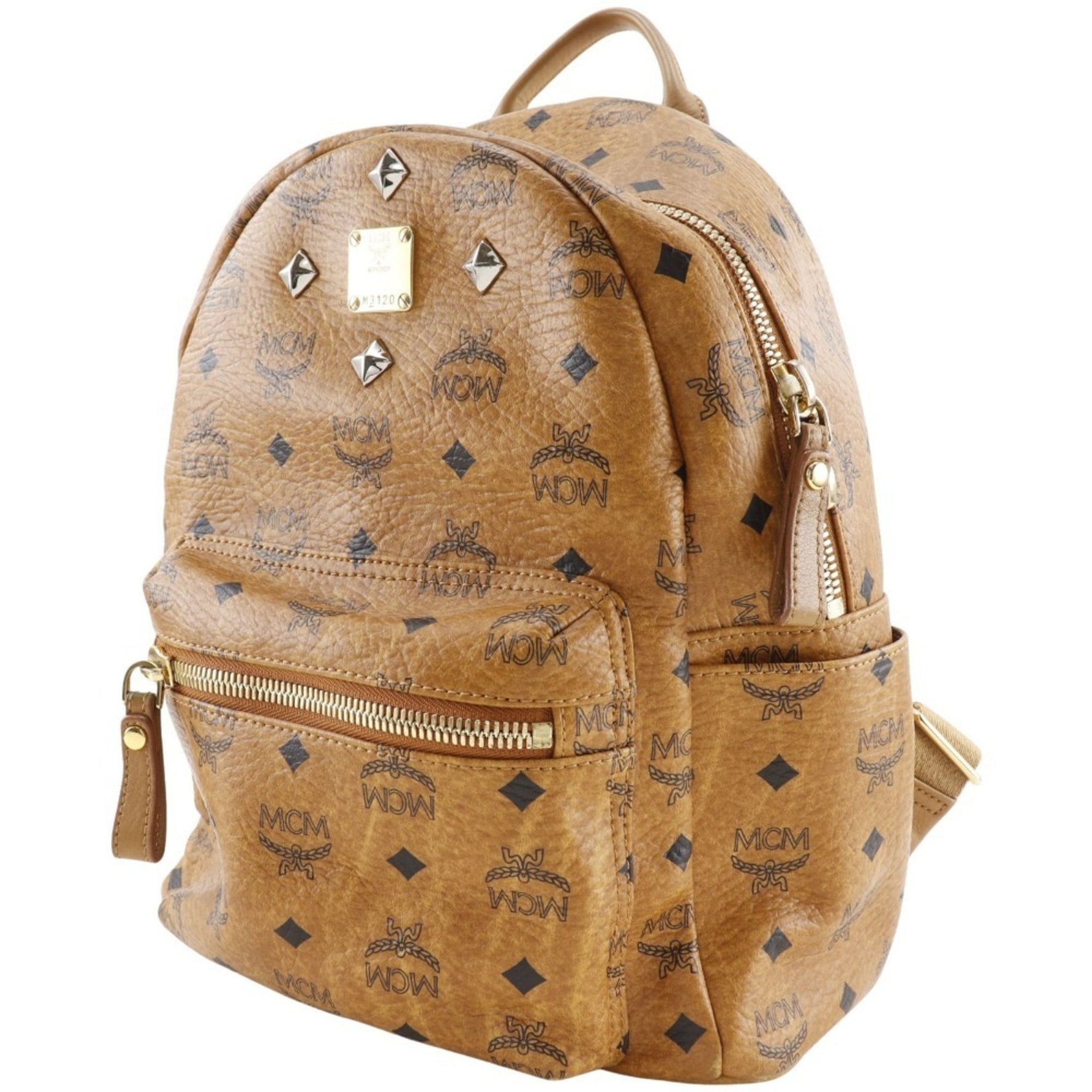 MCM Glam Backpack/Daypack Small Studs PVC Double Logogram
