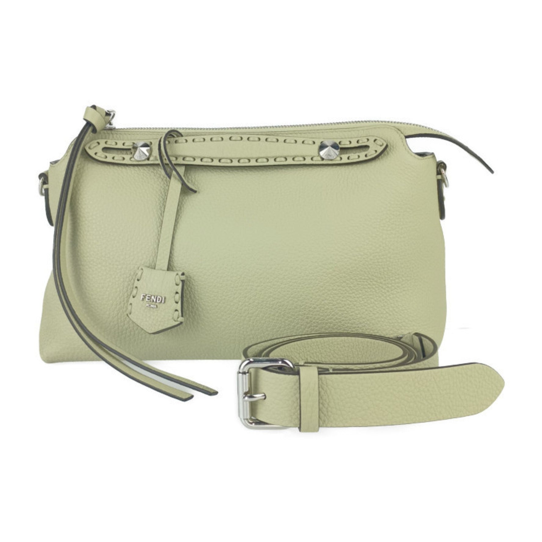 FENDI Handbag By The Way Selleria Medium Sage Calf Leather Shoulder Bag Mini Boston