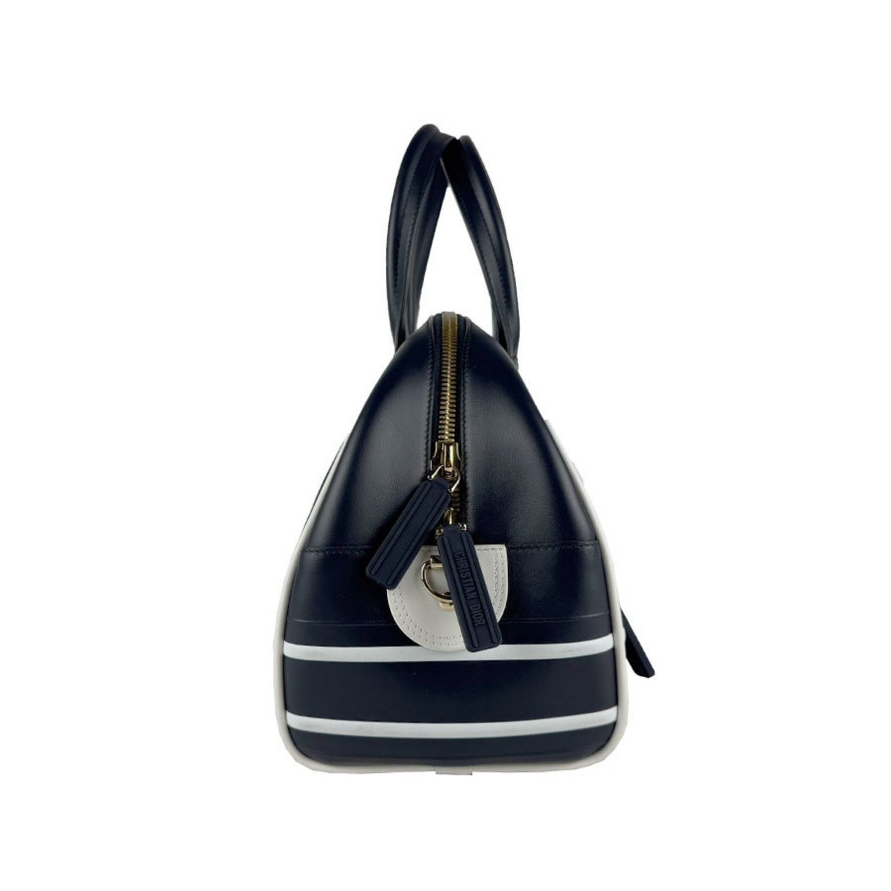 Christian Dior Vibe Leather Handbag Shoulder Bag in Navy, White, and Gold