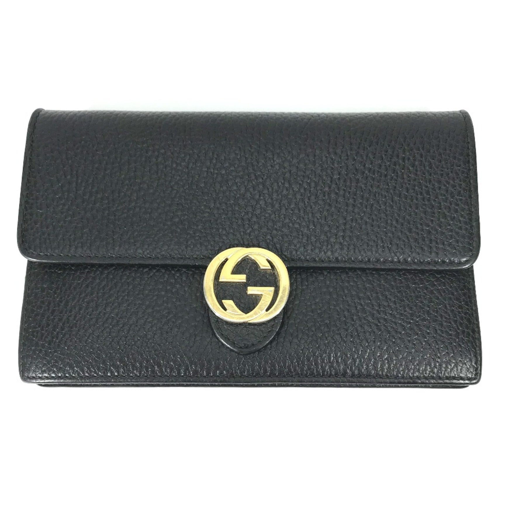 Gucci Interlocking G Clutch Crossbody Long Wallet Shoulder Bag Gold