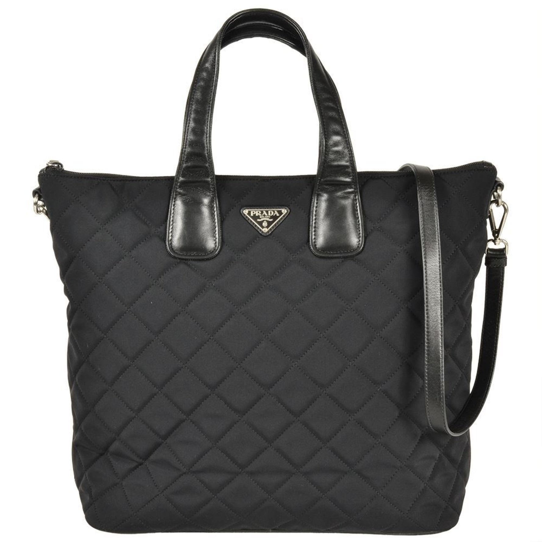 PRADA Quilted Tote Bag Nylon Leather