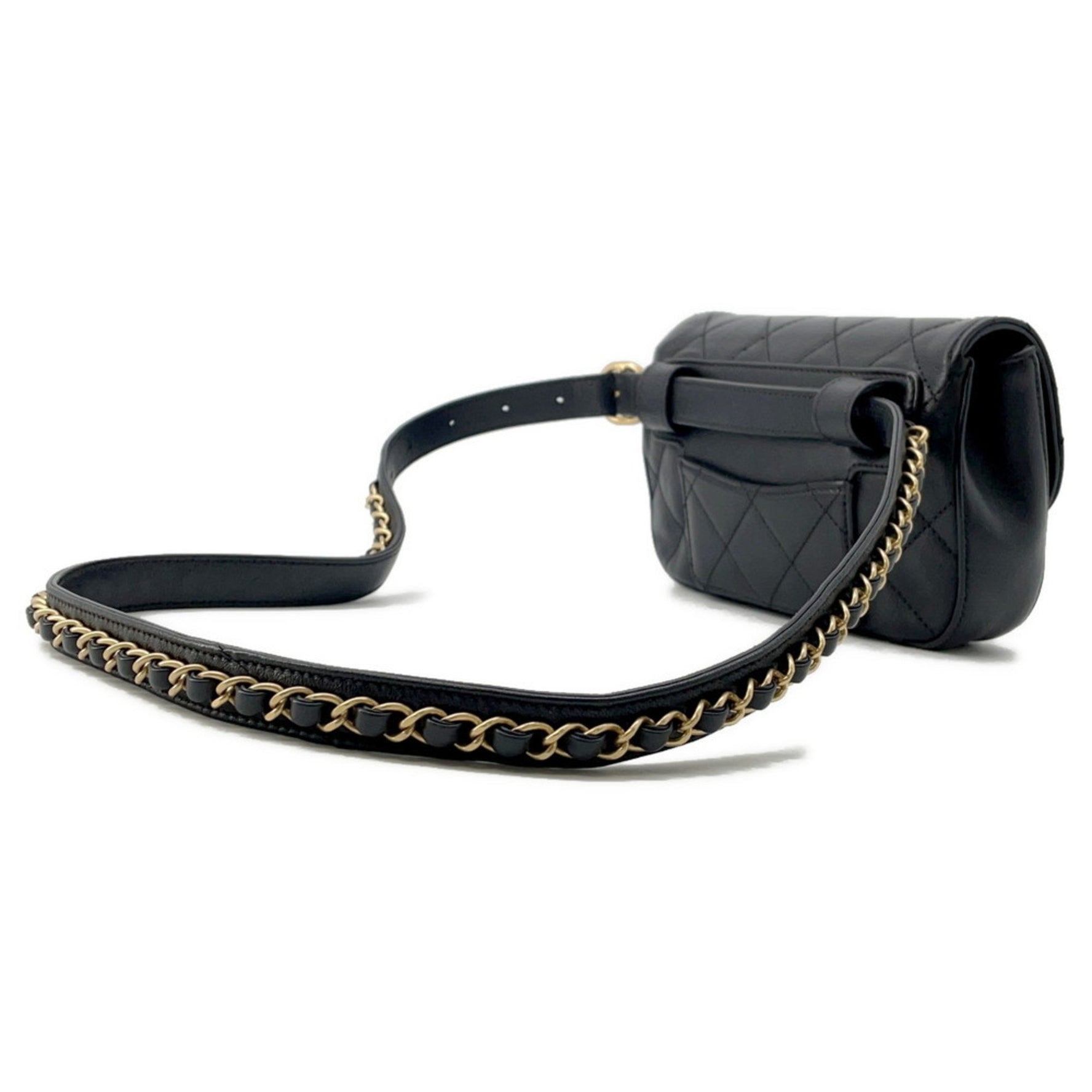 Chanel Waist Bag 19 Matelasse Coco Mark Leather