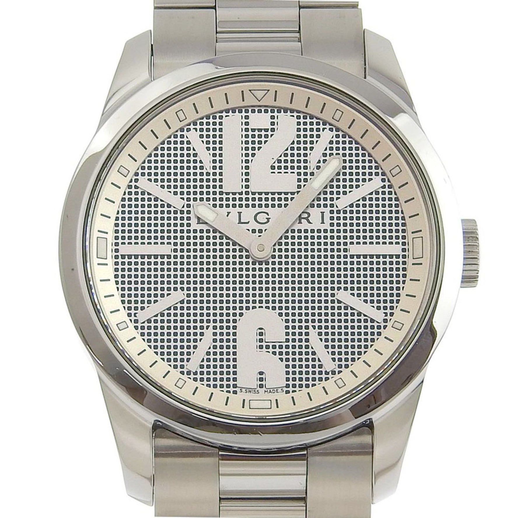 Bvlgari Solotempo Stainless Steel Quartz Analog Display Black Dial Watch