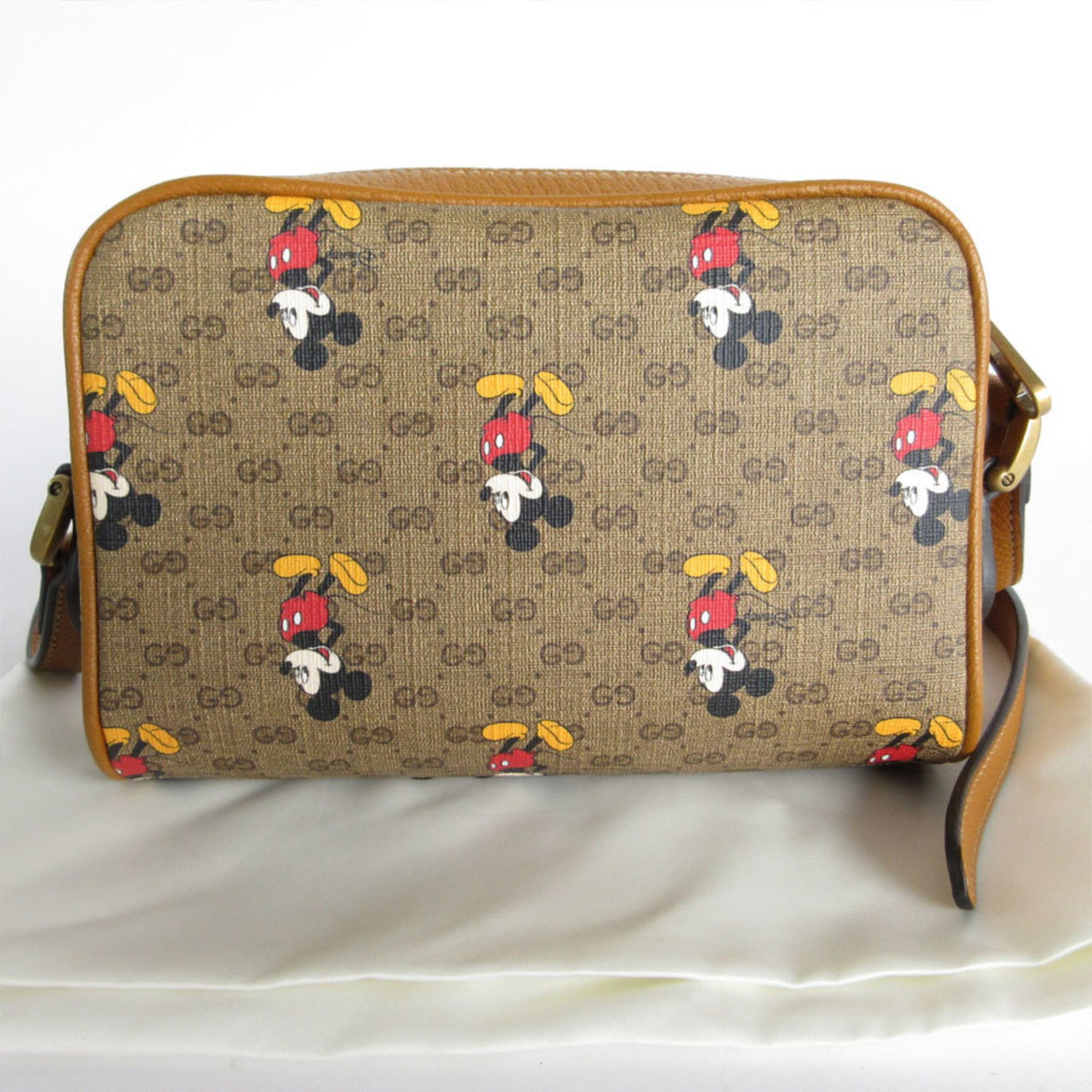 GUCCI Shoulder Bag x DISNEY Leather Brown Multicolor Gold Men's