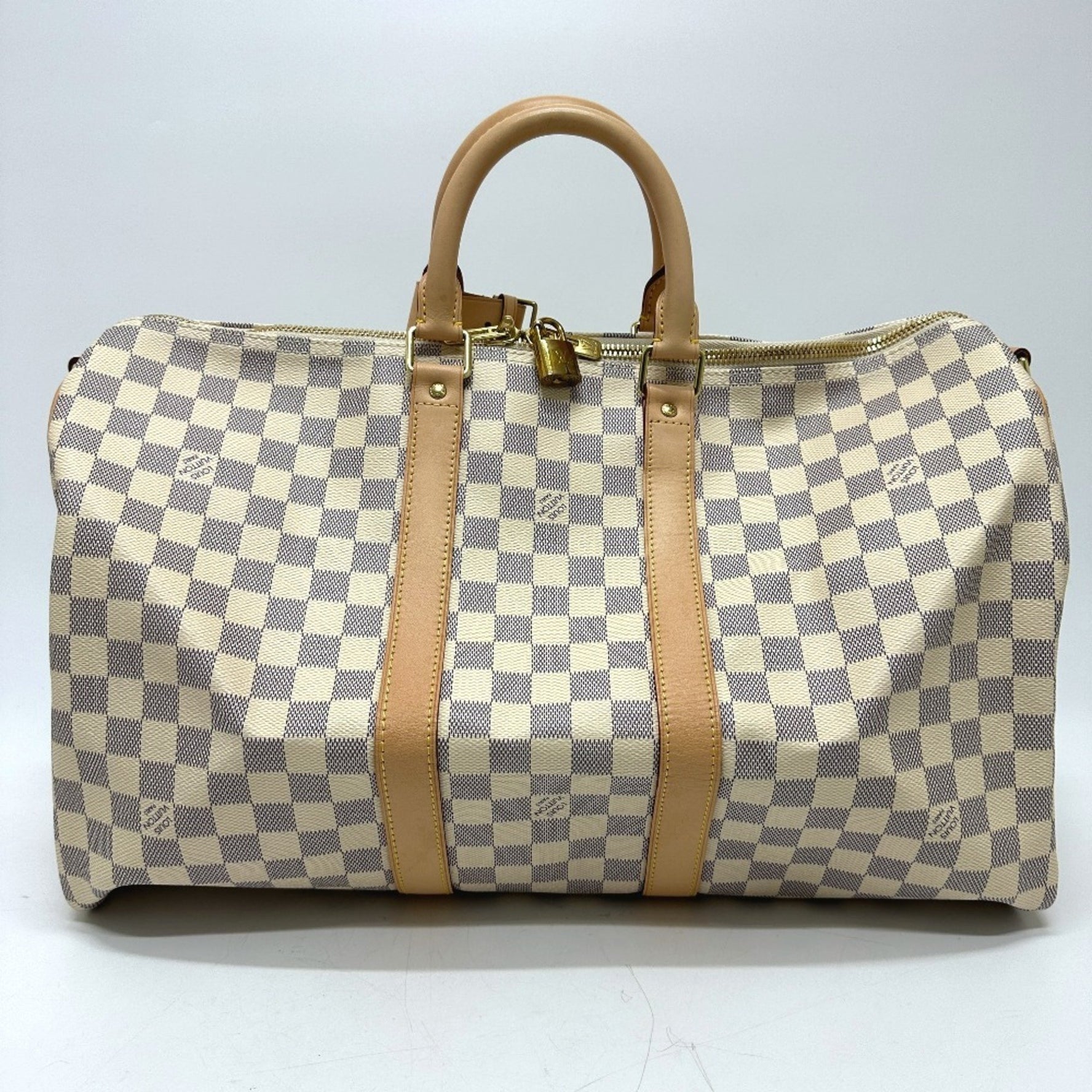 Louis Vuitton Damier Azur Keepall Bandouliere 45 Boston Bag Canvas