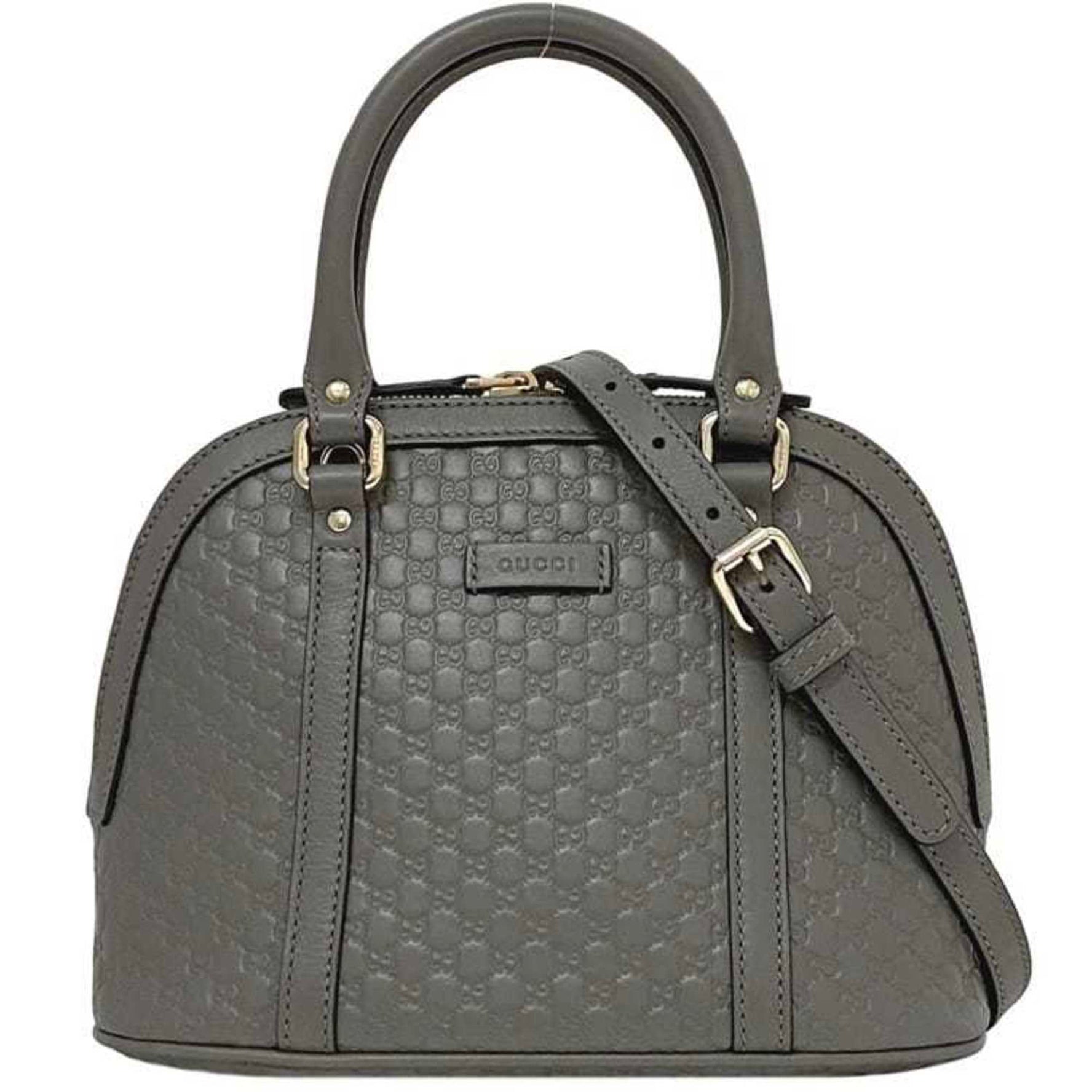 Gucci bag microsima handbag shoulder leather GG smoky color ladies compact